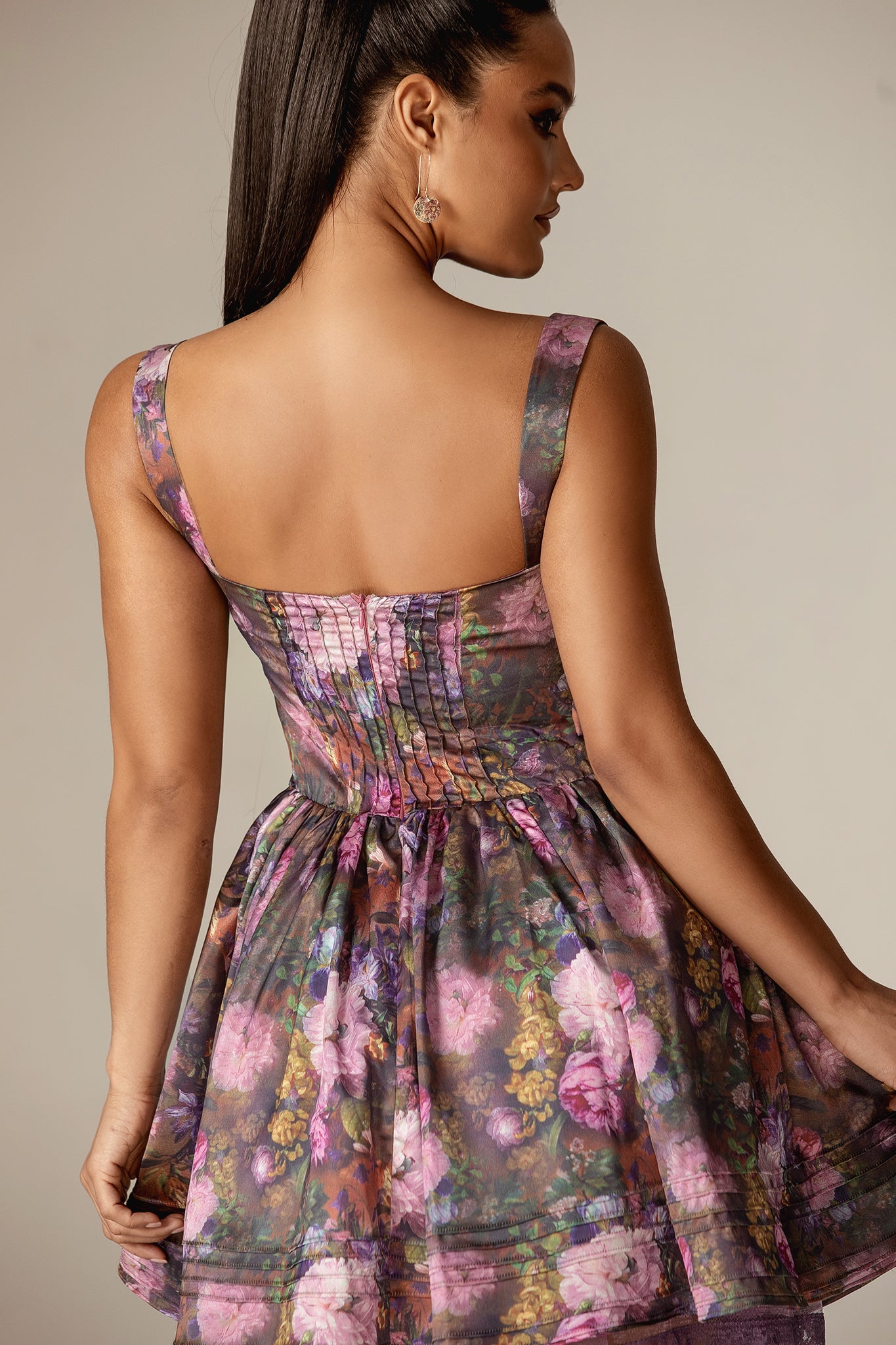 Meron Sweetheart Corset Mini Dress (Antique Rose)