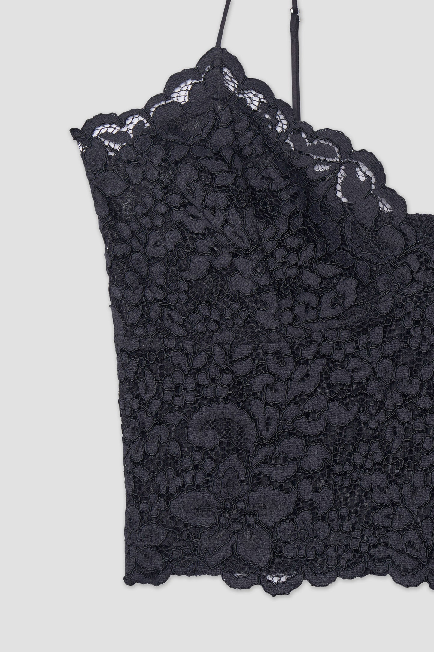 Camille Lace Straps Crop top (Black)