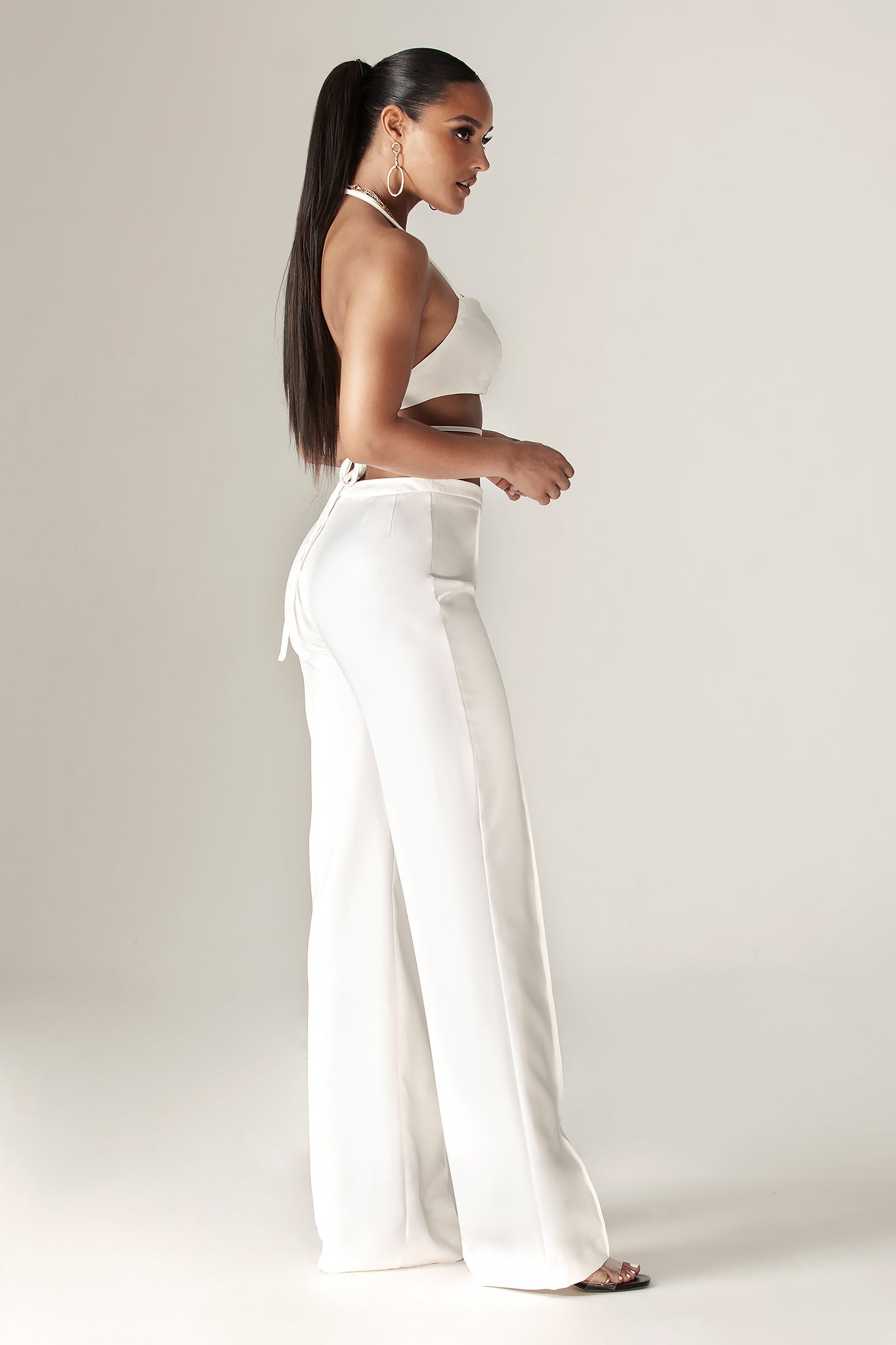 Lexi Wrap Around Cropped Top (Off White)