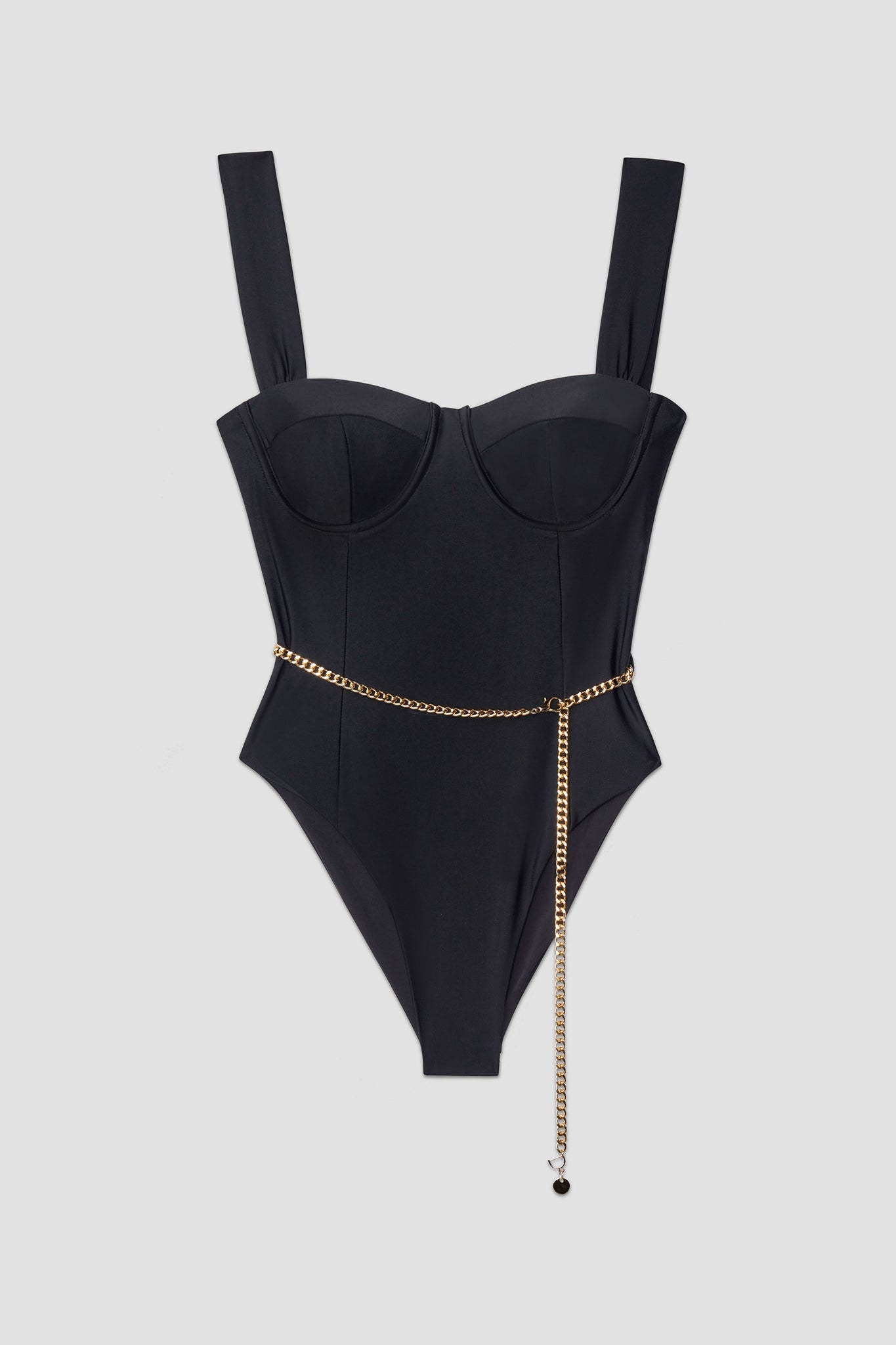 Timera Chain Belted One Piece Swimsuit (Black)