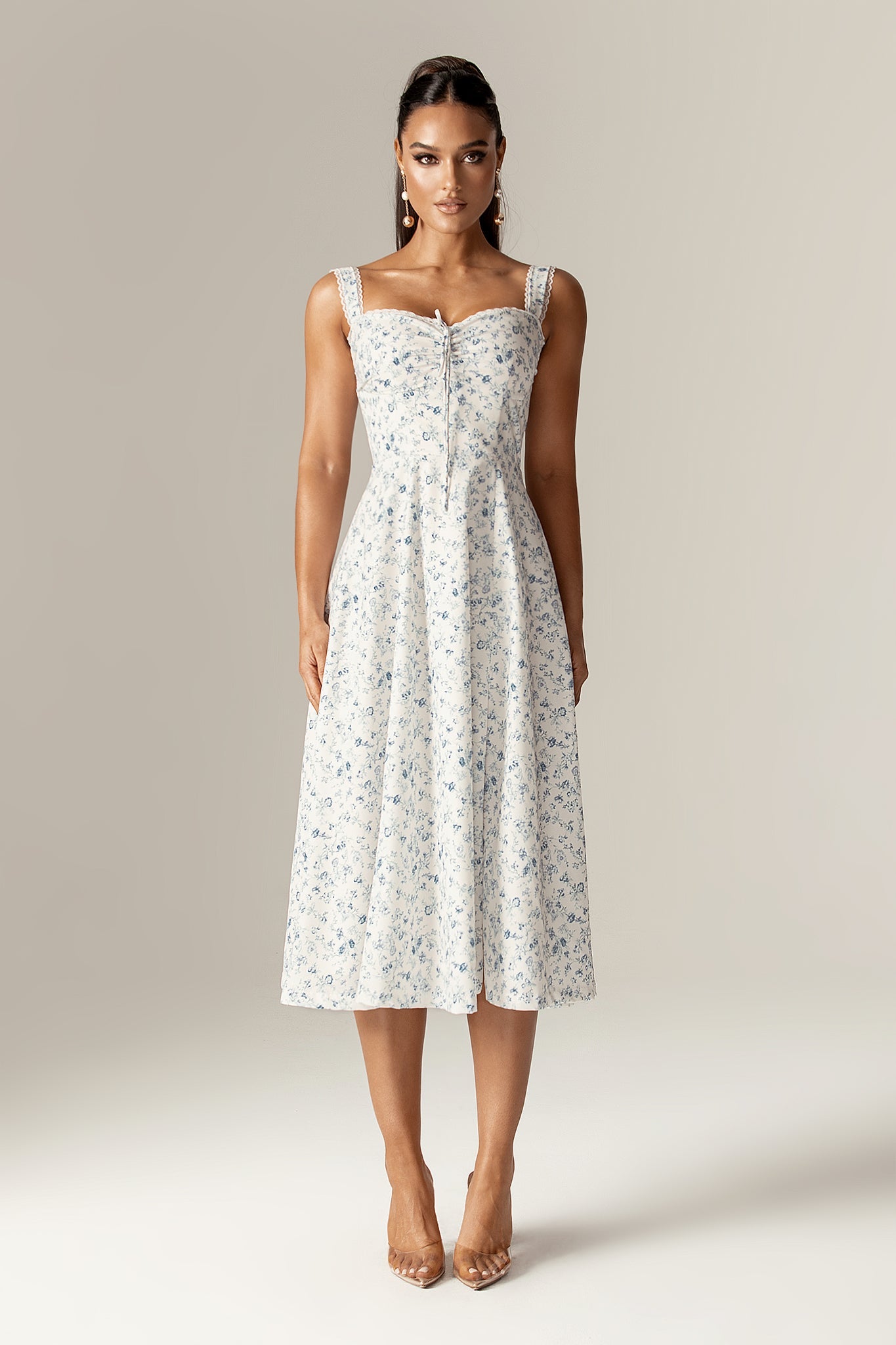Barbora Floral Midi Sundress (Blue Print)