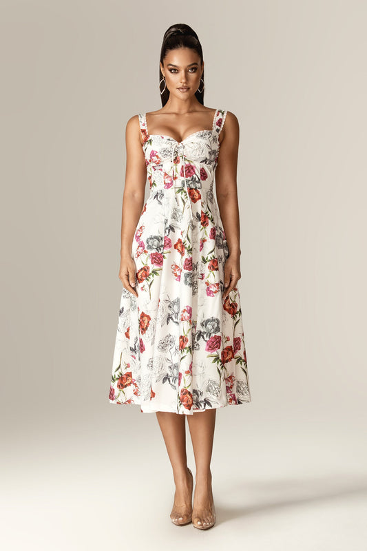 Kisha Floral Midi Sundress (Rose Print)