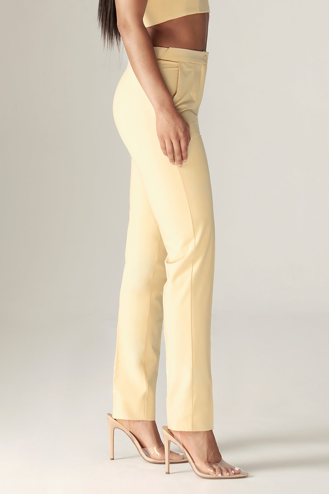 Cleo Tailored Straight Pants (Soft Yellow)