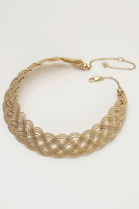 Lova Handmade Wicker Necklace (Gold)