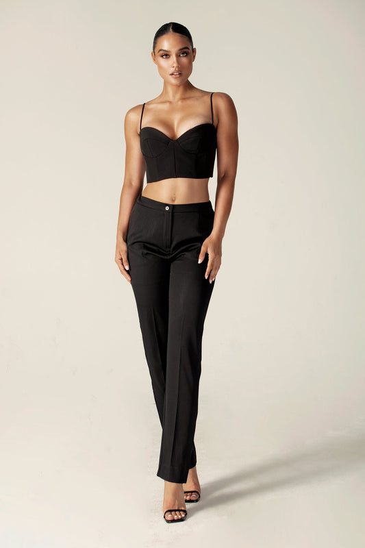 Cleo Tailored Straight Pants (Black)