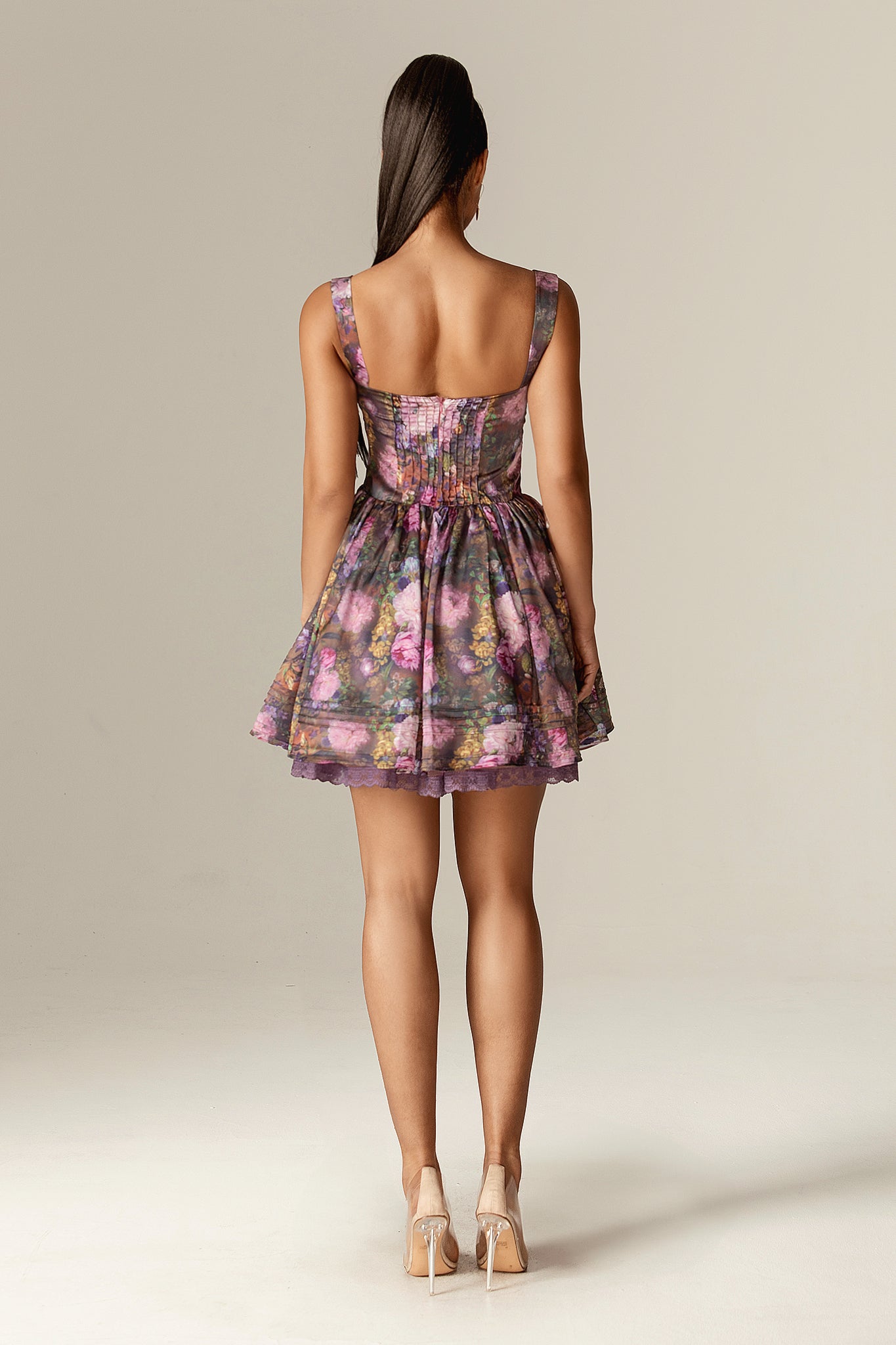 Meron Sweetheart Corset Mini Dress (Antique Rose)