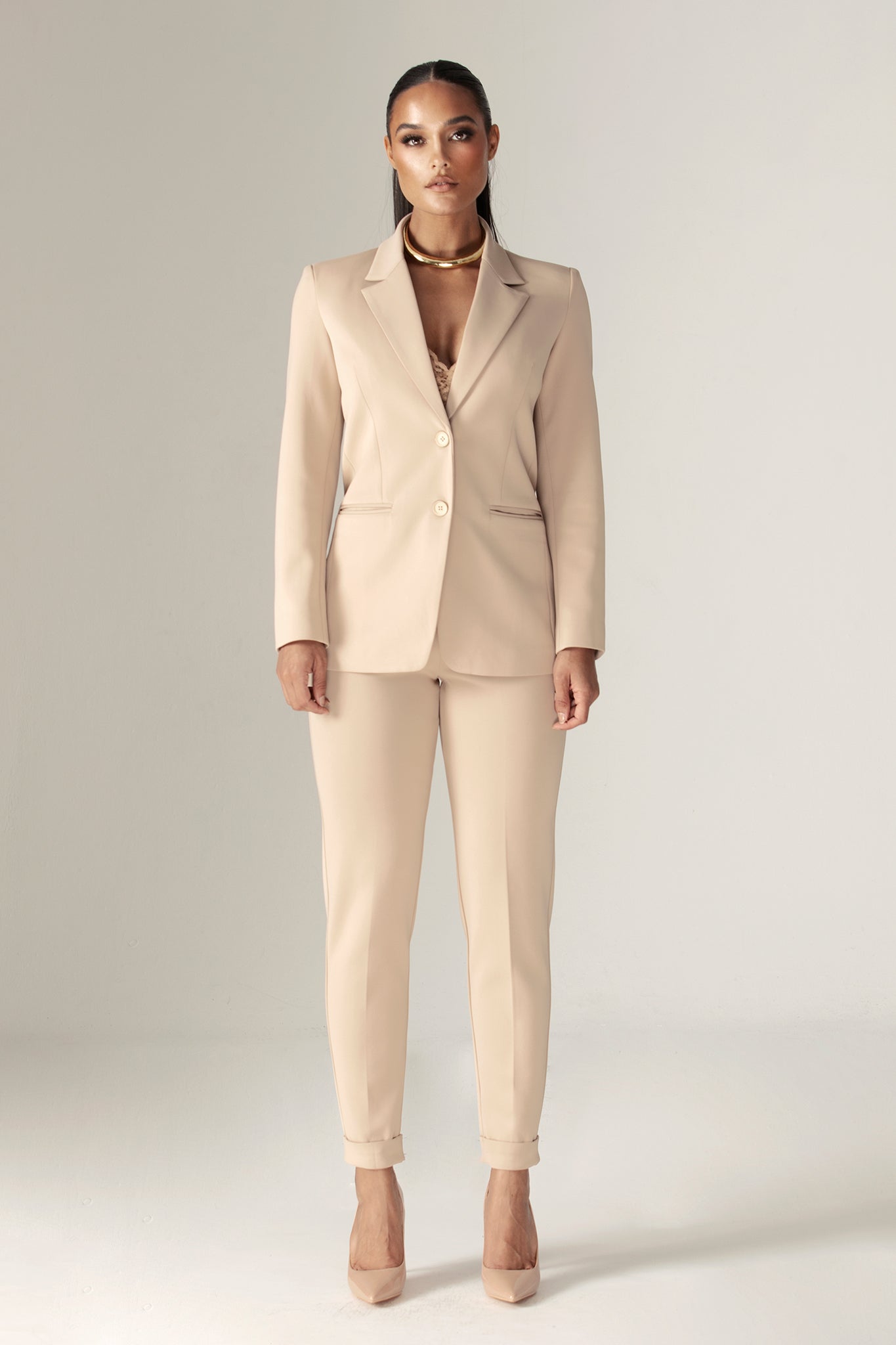 Marina Stylist Cinched Blazer (Nude)