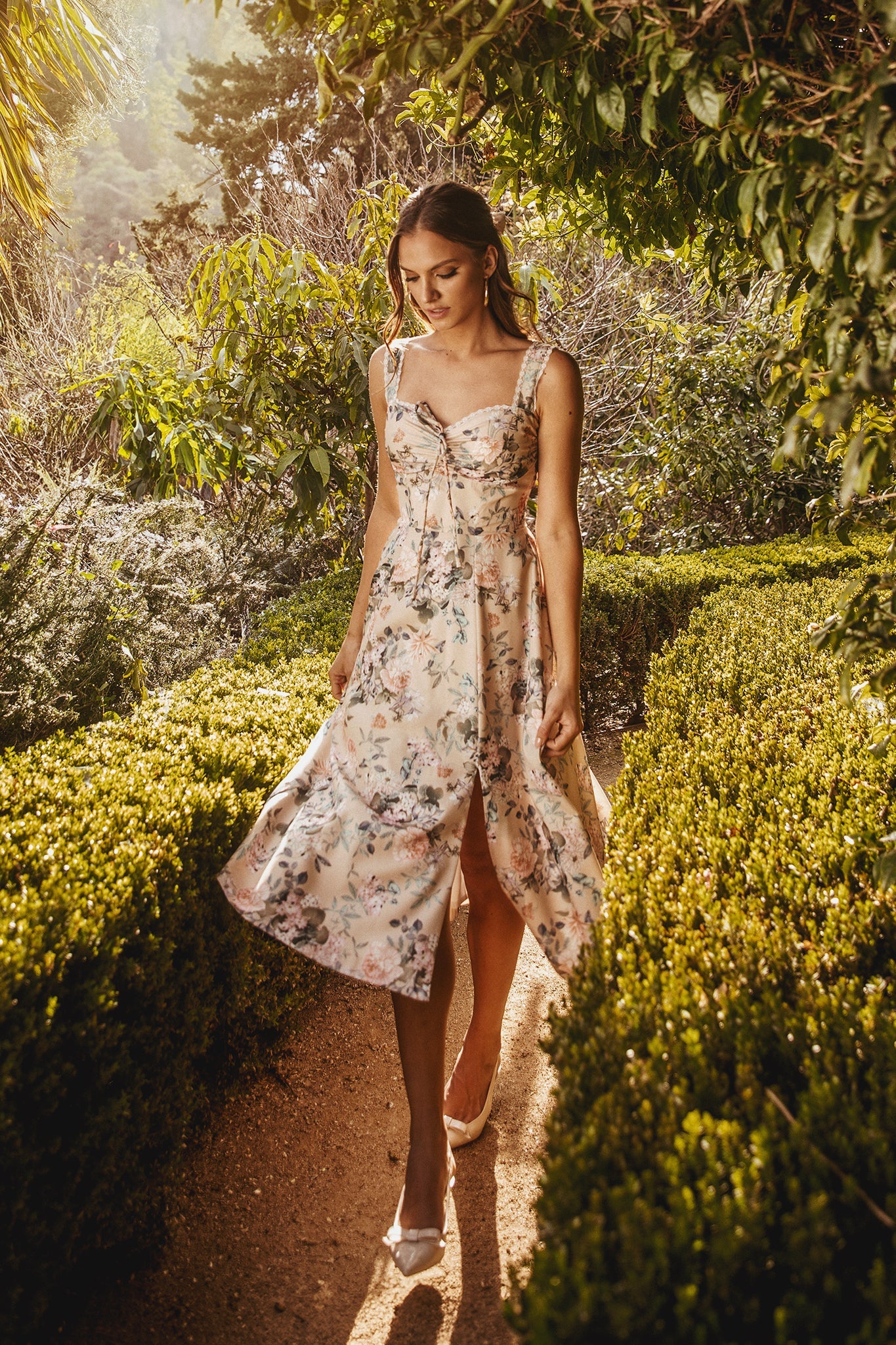Kisha Floral Midi Sundress (Peony Peach)