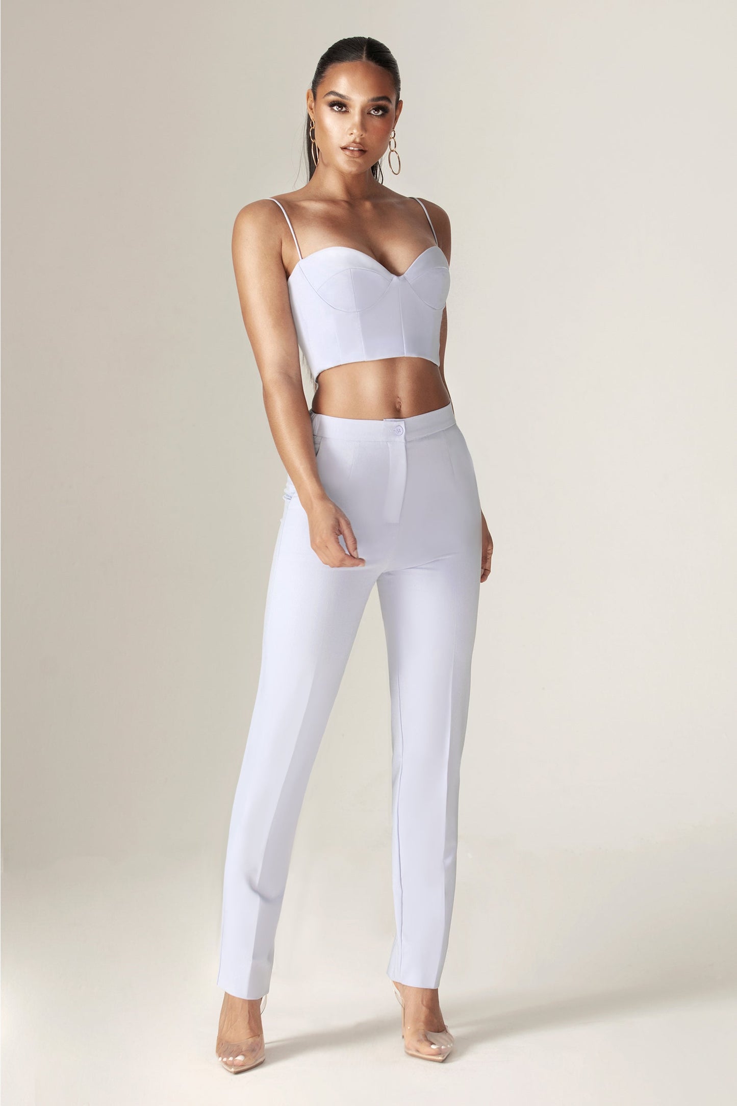 Cleo Tailored Straight Pants (Baby Blue)
