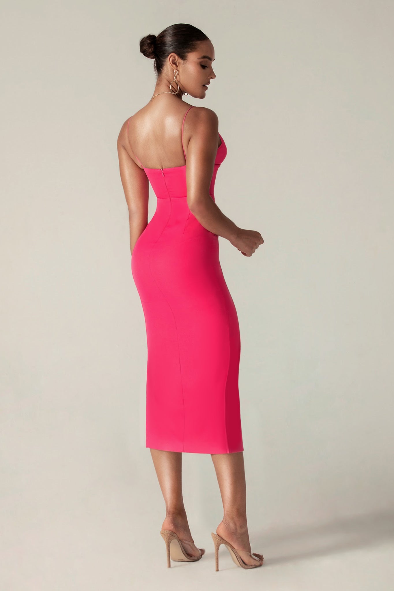 Joy Crepe Straps Corset Dress (Fuchsia)