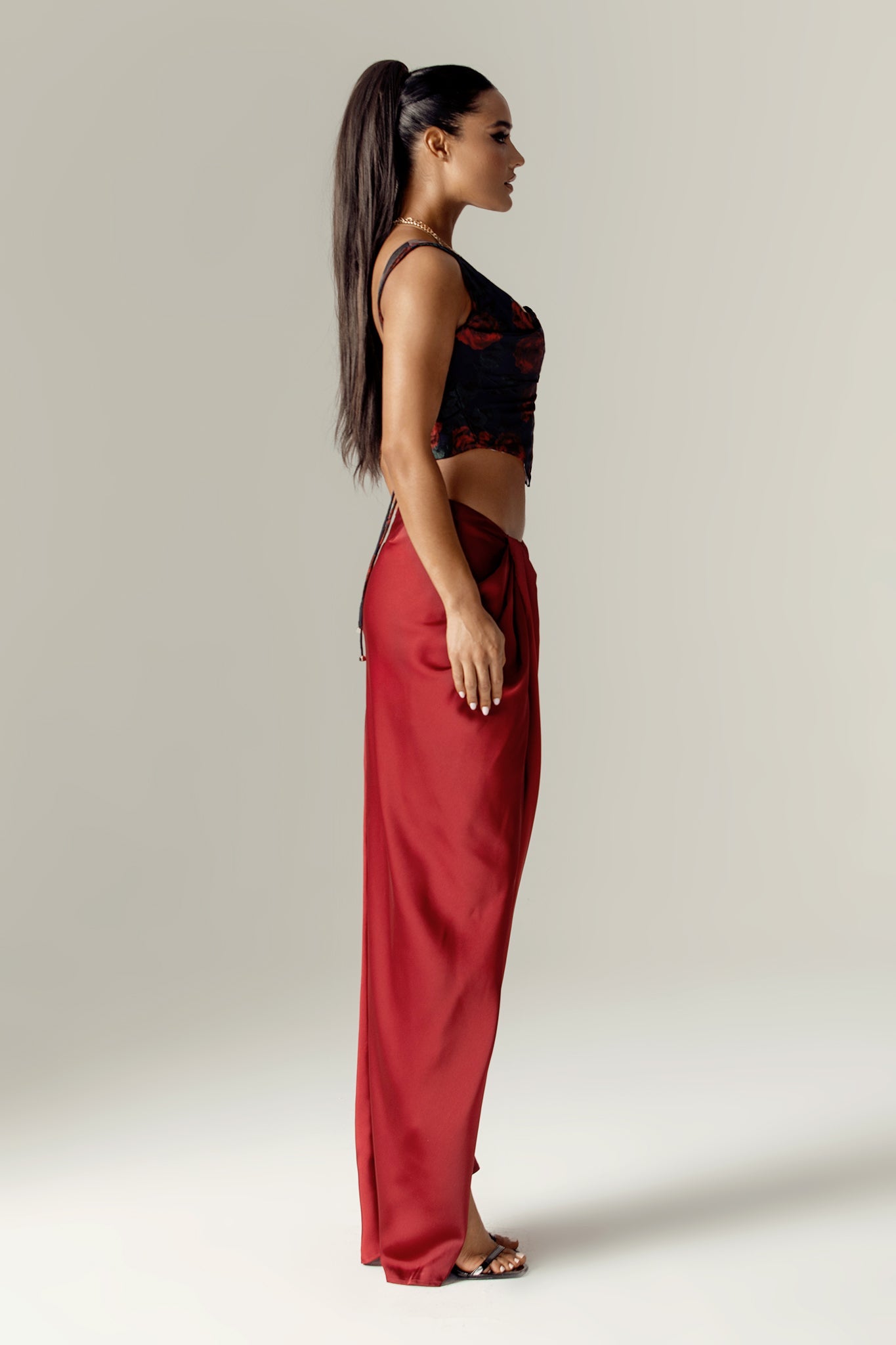 Ericka Jacquard Corset Top (Rose Print)