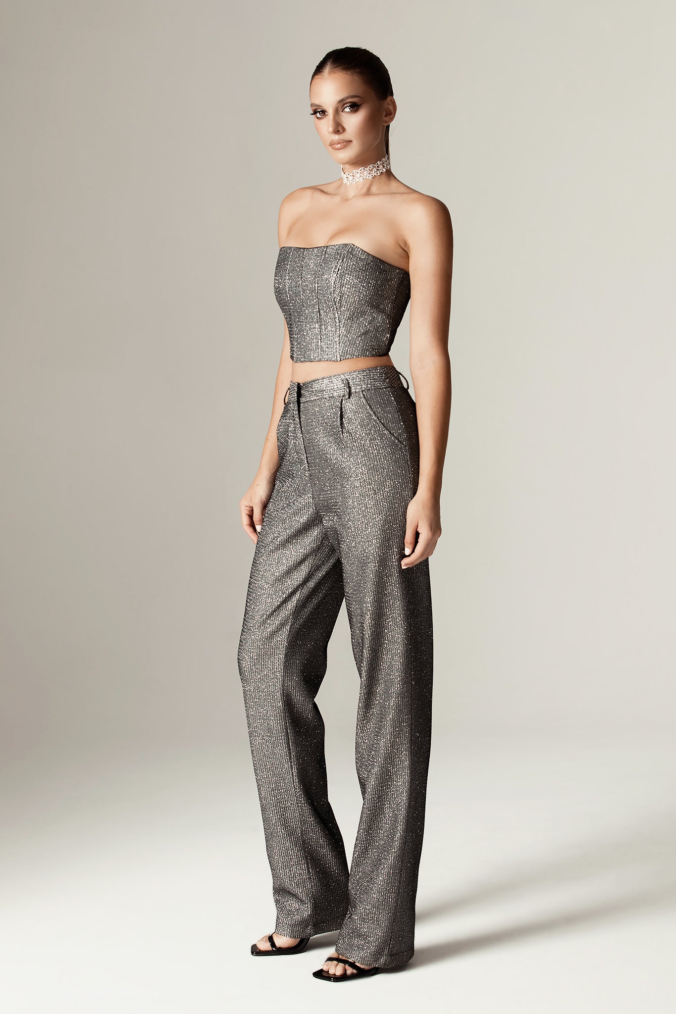 Jolly Titanium Foiled Top (Metallic Charcoal)