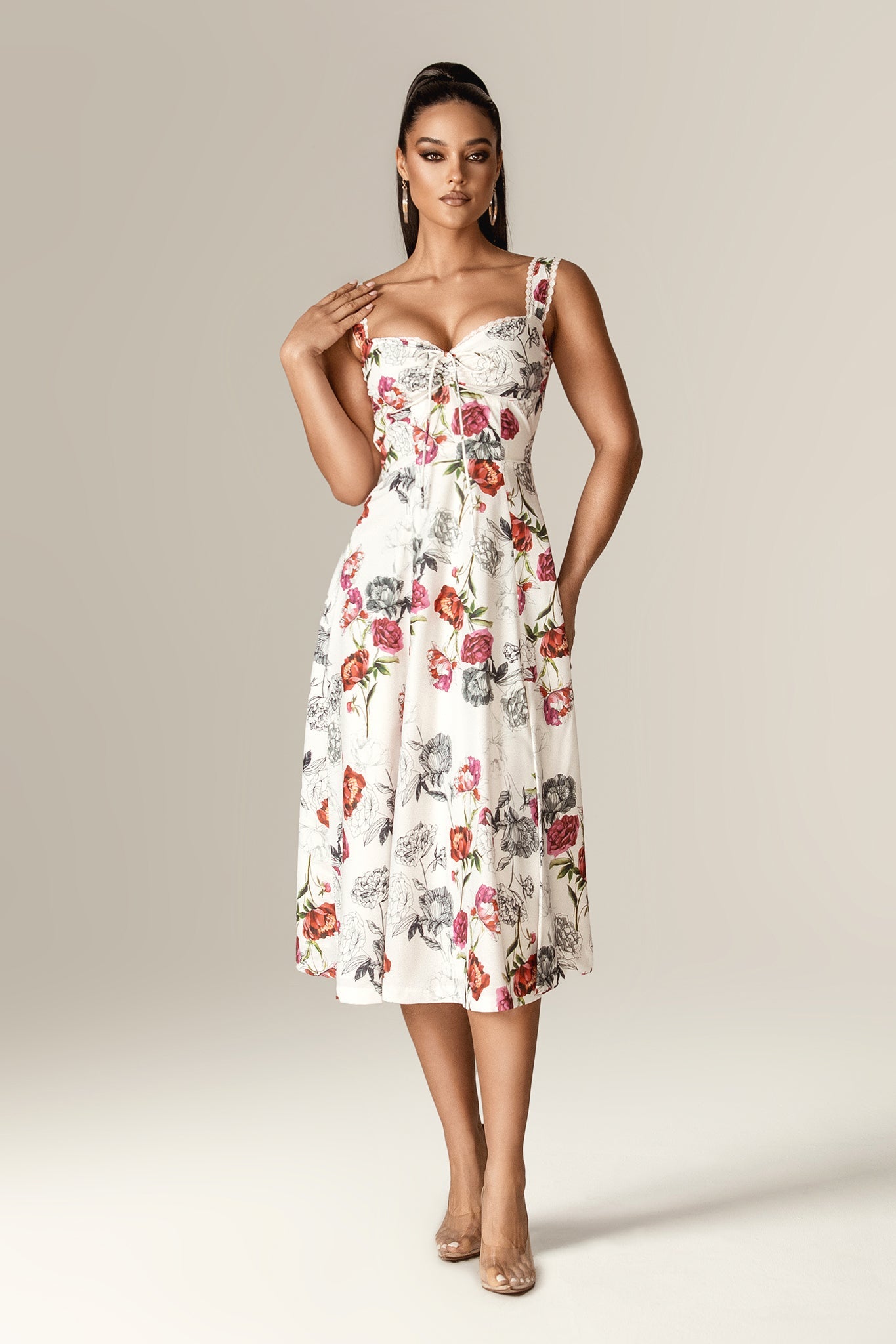 Kisha Floral Midi Sundress (Rose Print)