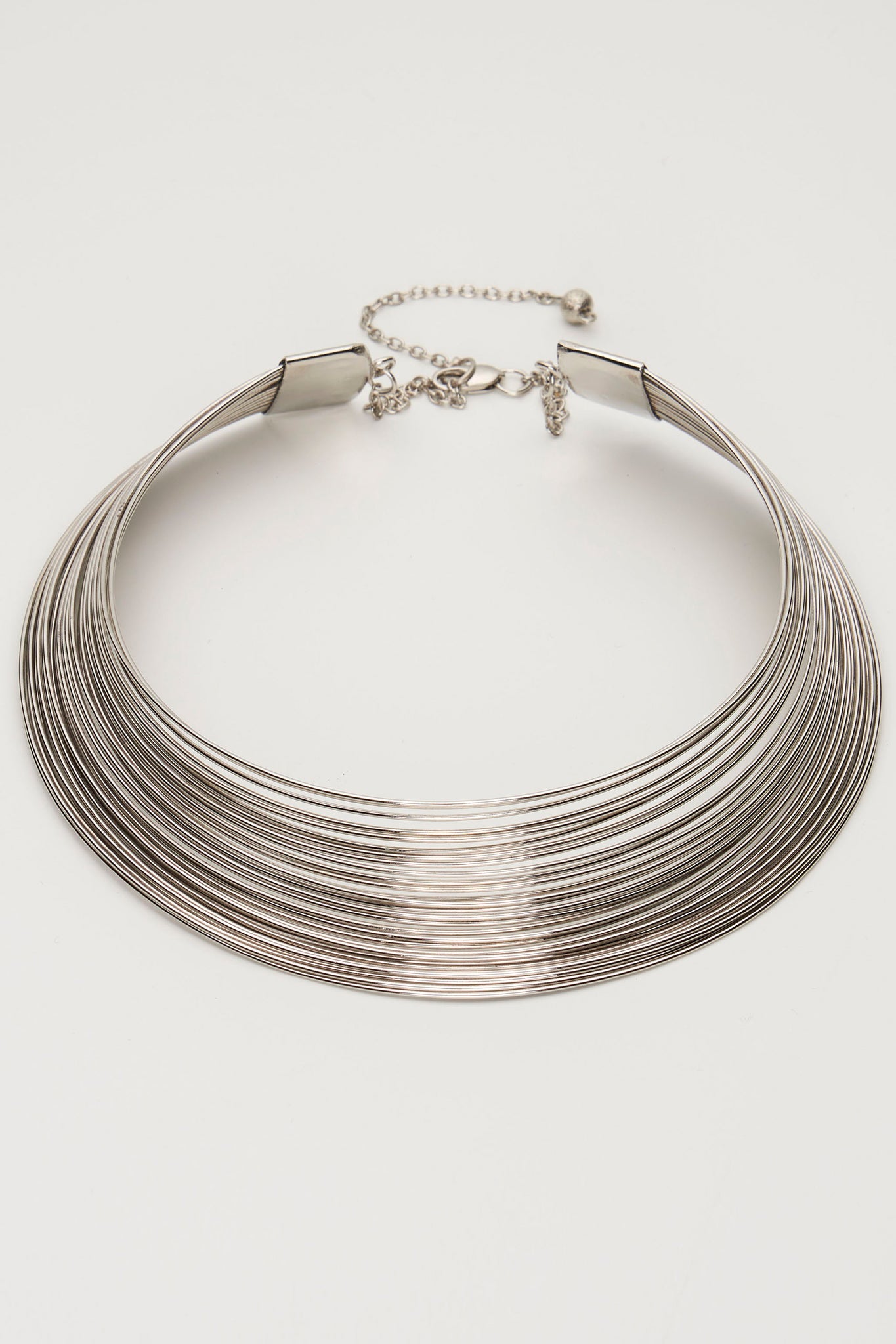 Delara Handmade Multi Strand Brass Necklace (Silver)