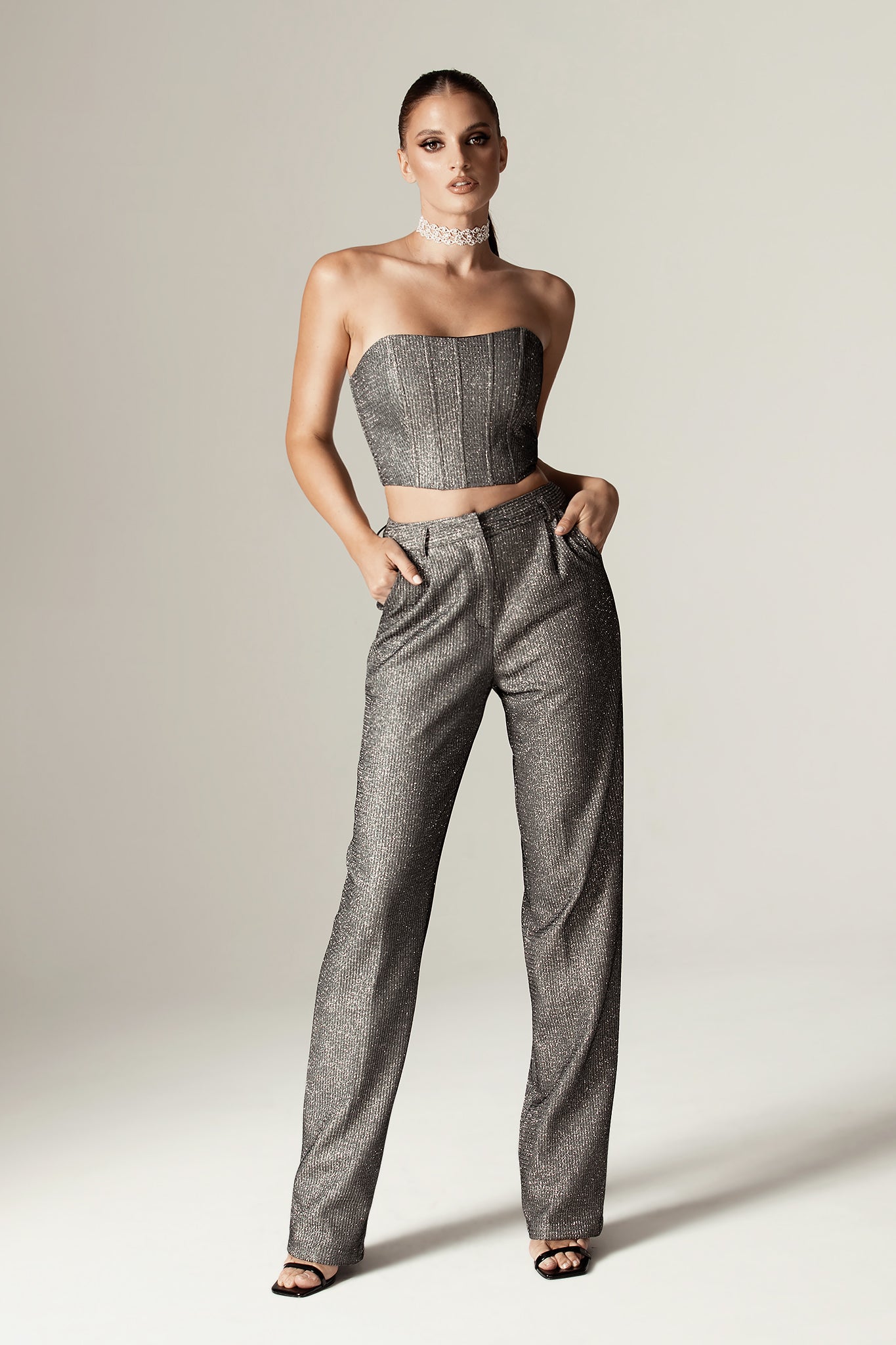 Jolly Titanium Foiled Top (Metallic Charcoal)