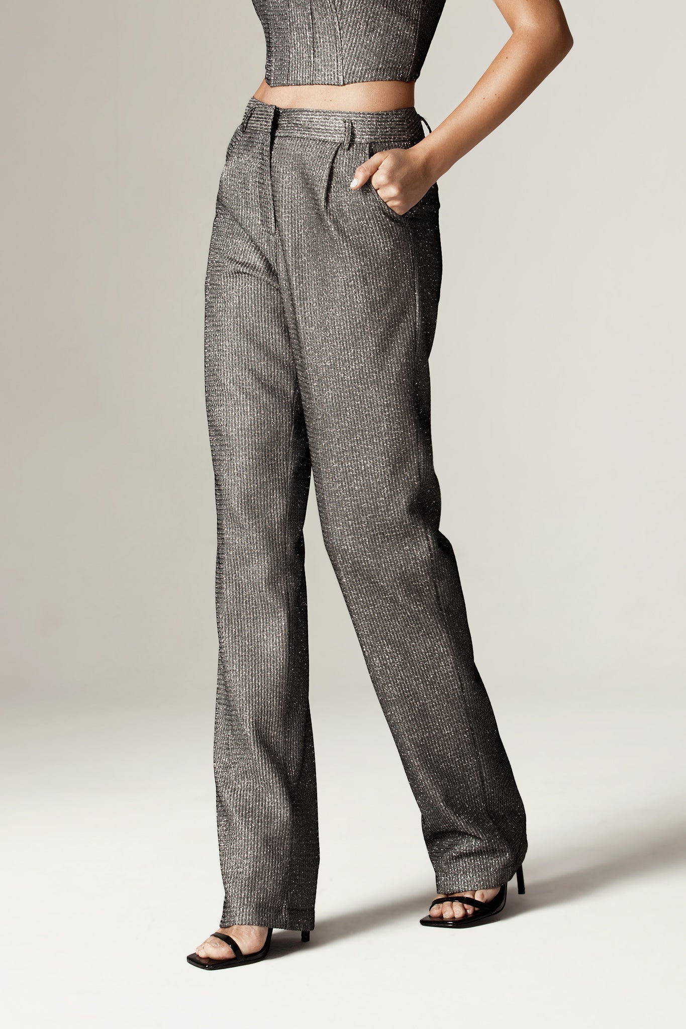Donna Titanium Foiled Pants (Metallic Charcoal)