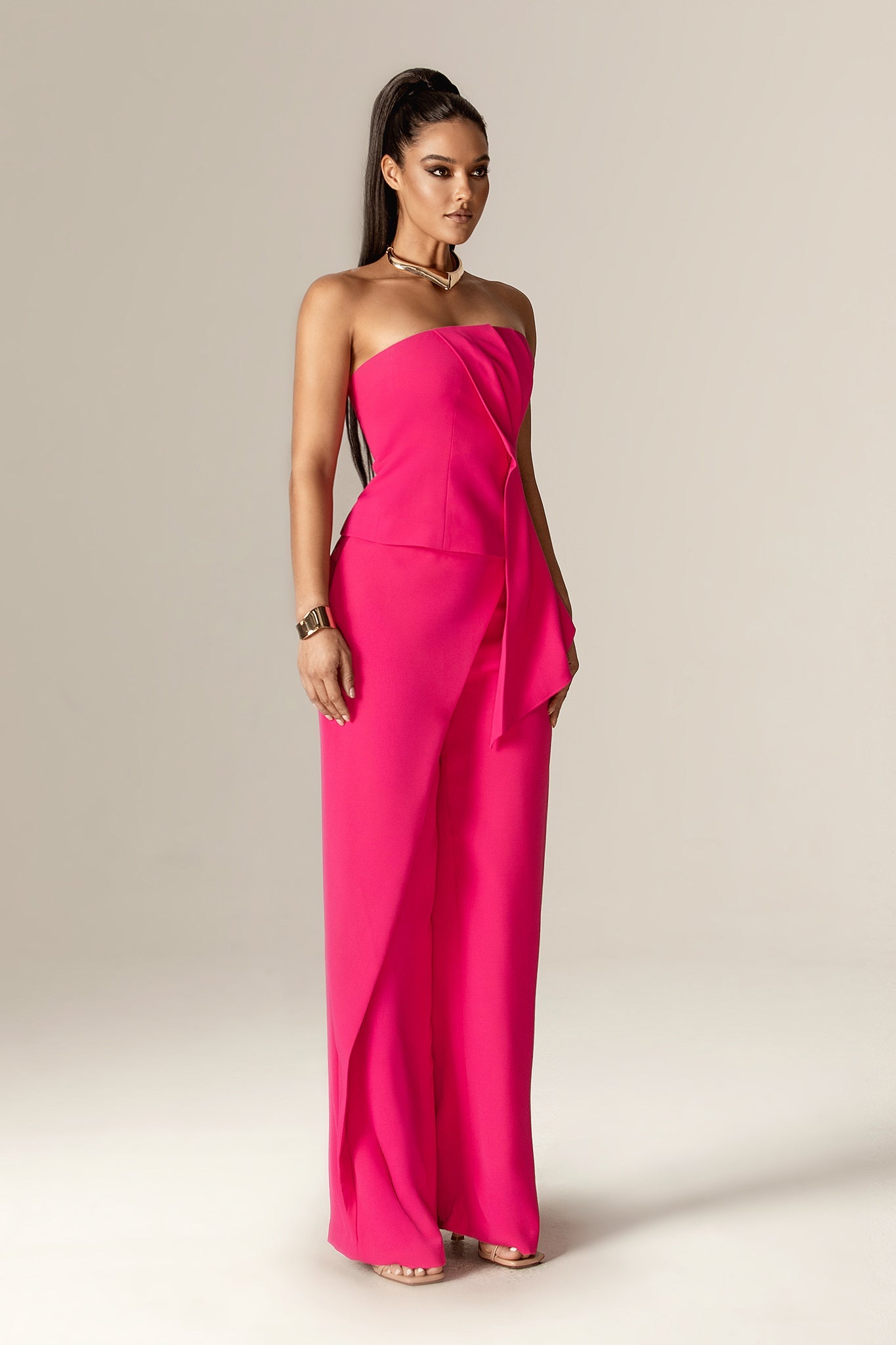 Atiya Strapless Draped Top (Fuchsia)
