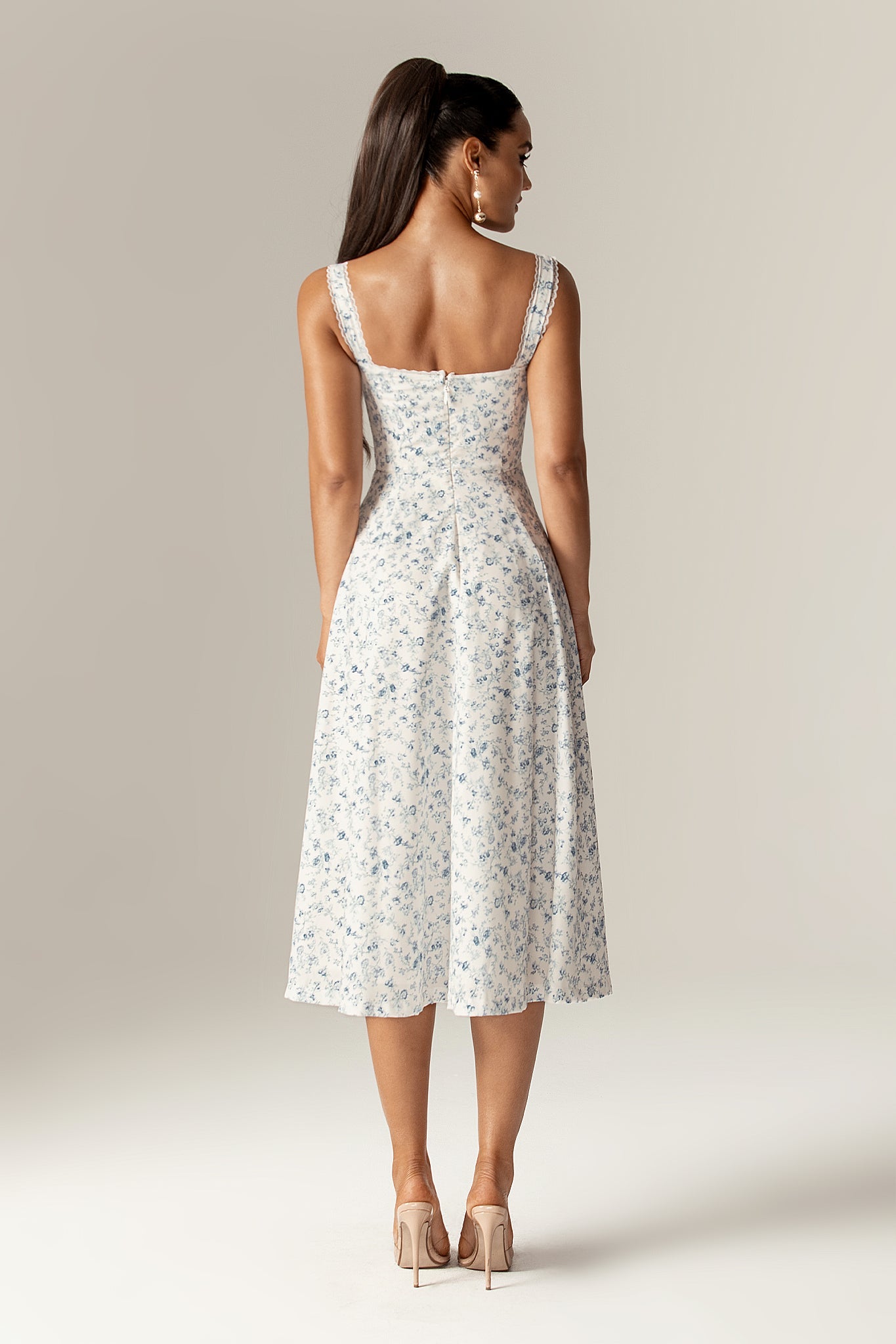 Barbora Floral Midi Sundress (Blue Print)