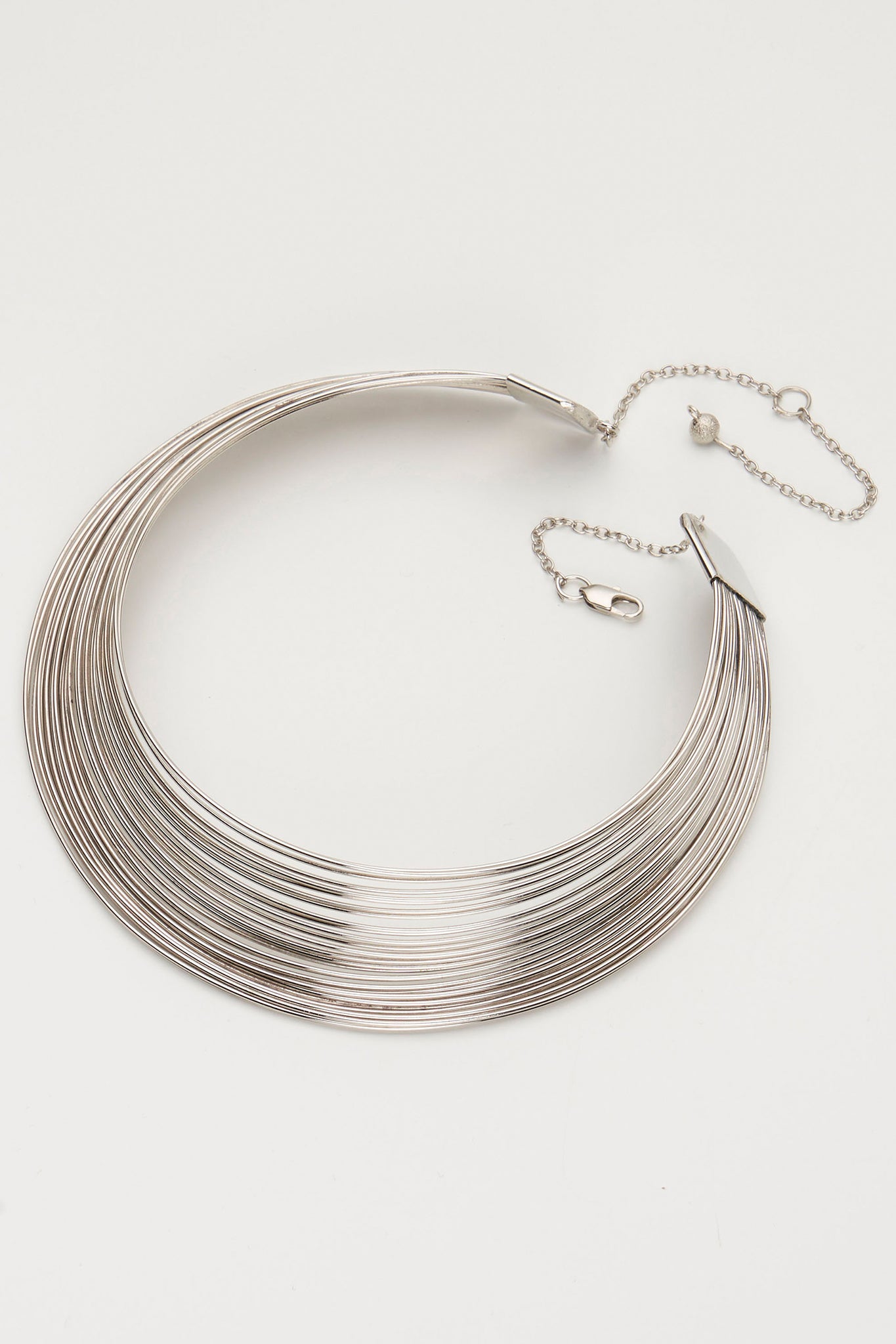 Delara Handmade Multi Strand Brass Necklace (Silver)