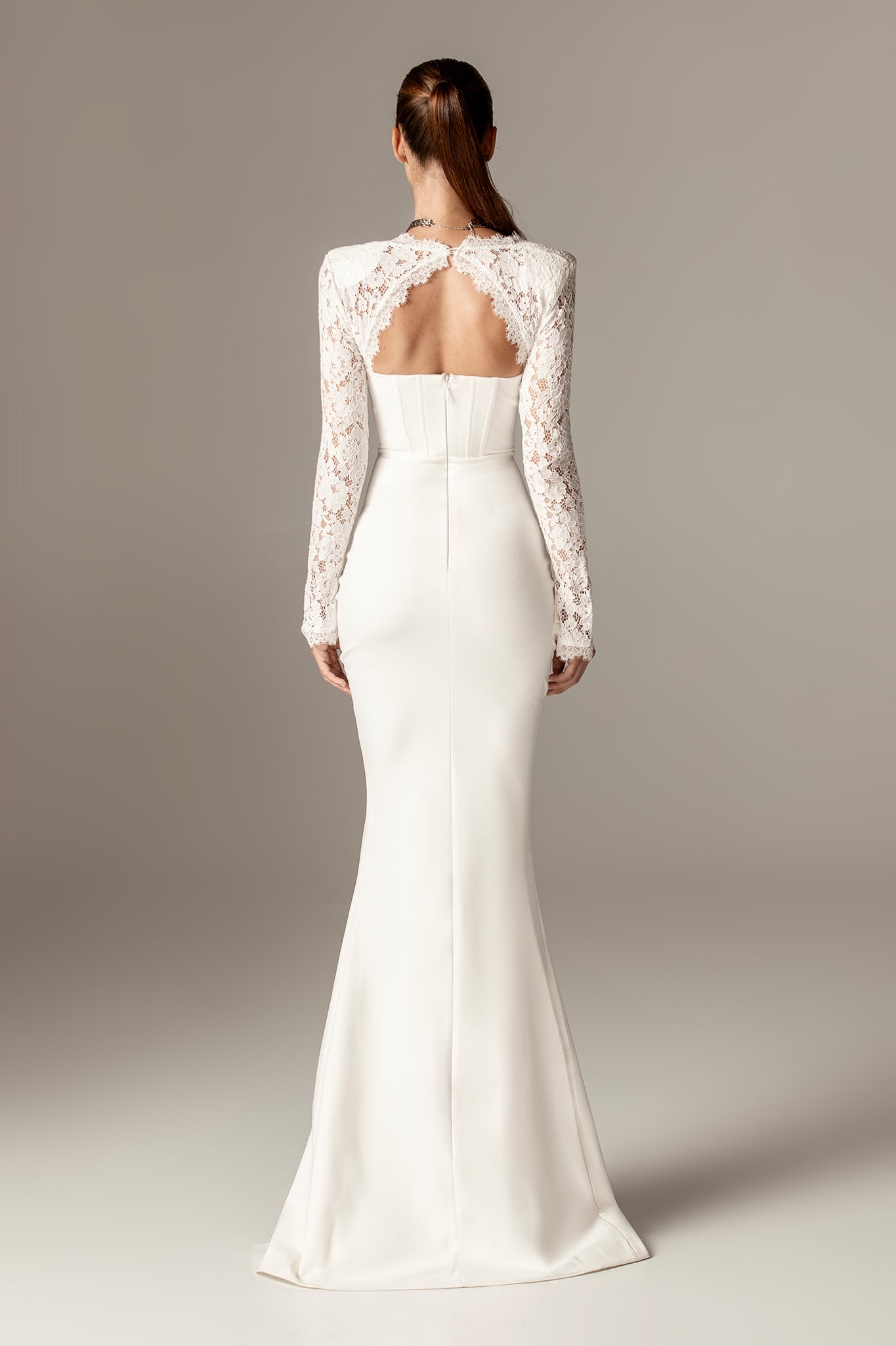 Veva Guipure Lace Corset Maxi Dress (Off White)