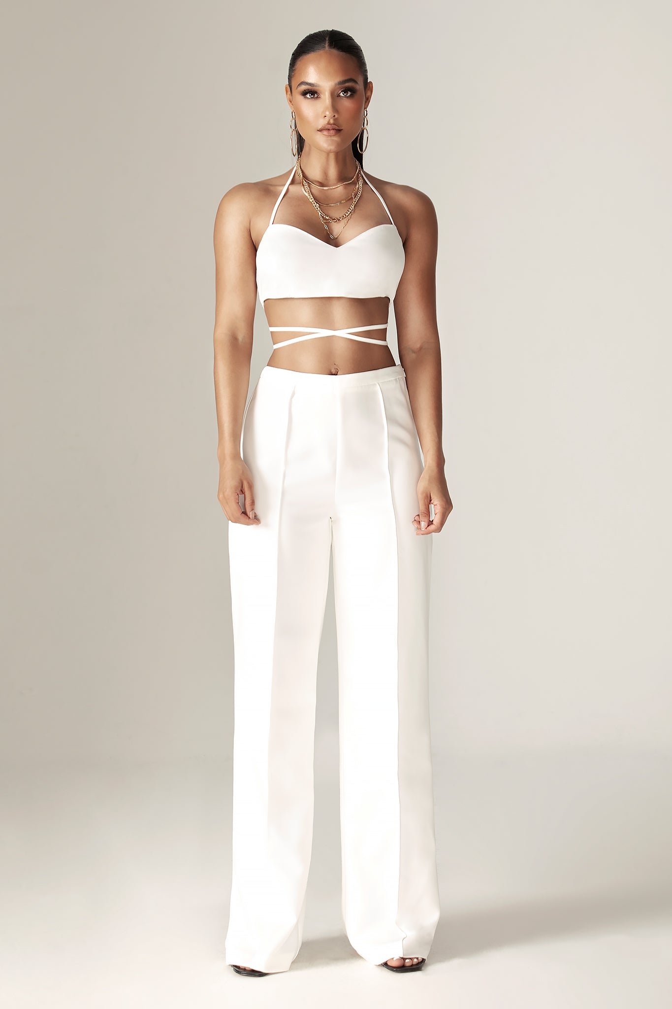 Lexi Wrap Around Cropped Top (Off White)