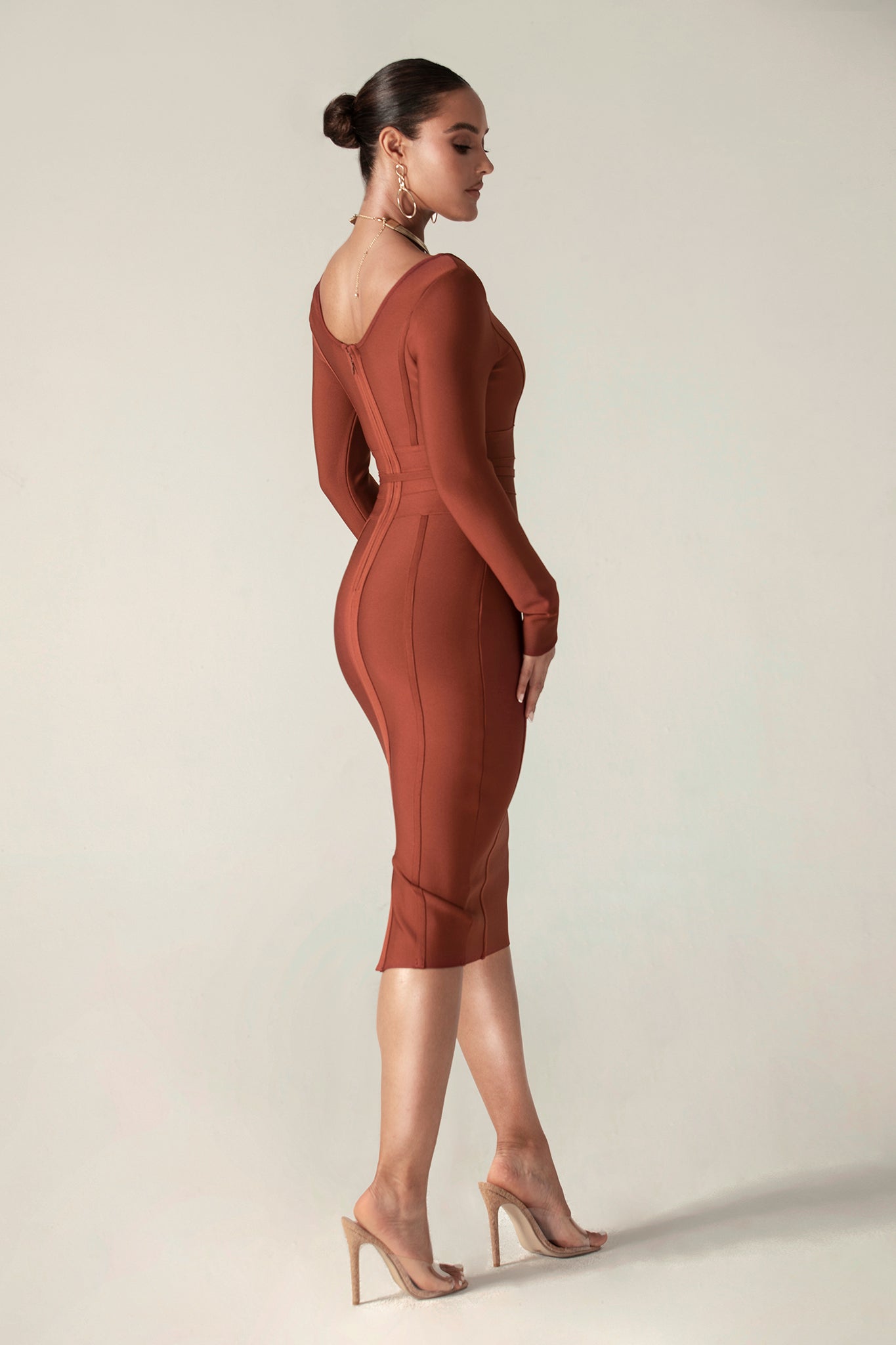 Lilia Tie Waist Bandage Dress (Fire Brick)