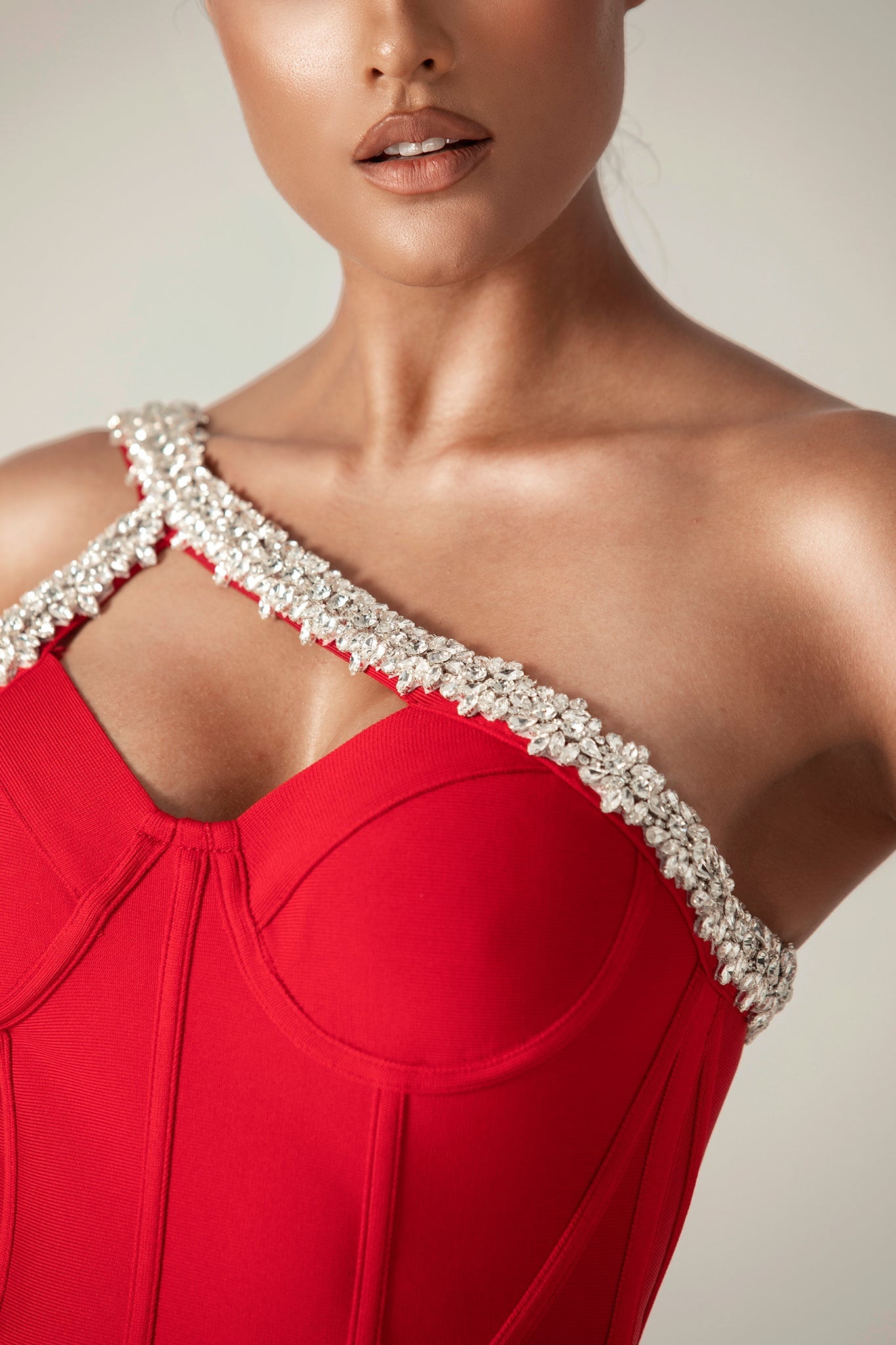 Diva Rhinestone Bandage Dress (Red)