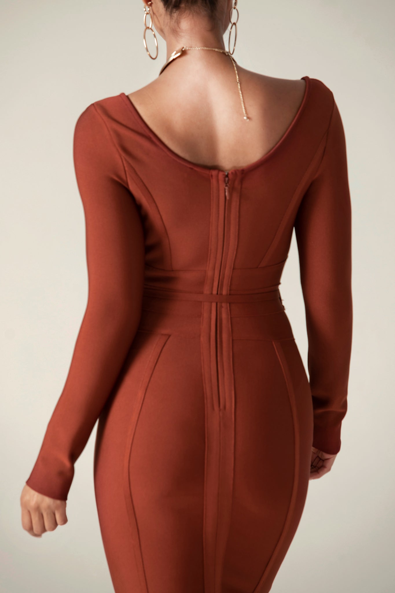 Lilia Tie Waist Bandage Dress (Fire Brick)