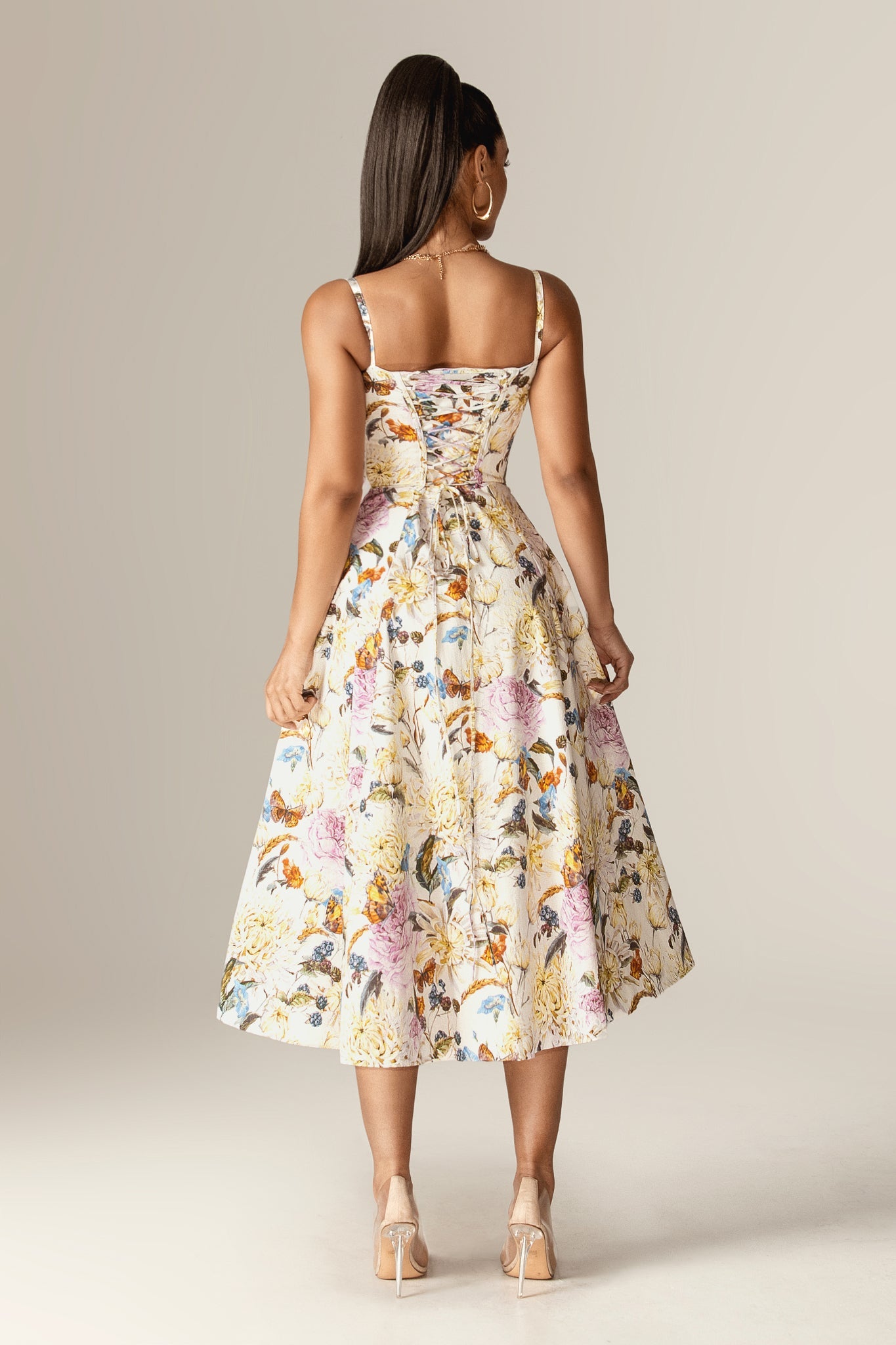 Annette Cotton Bustier Midi Sundress (Daisy Print)