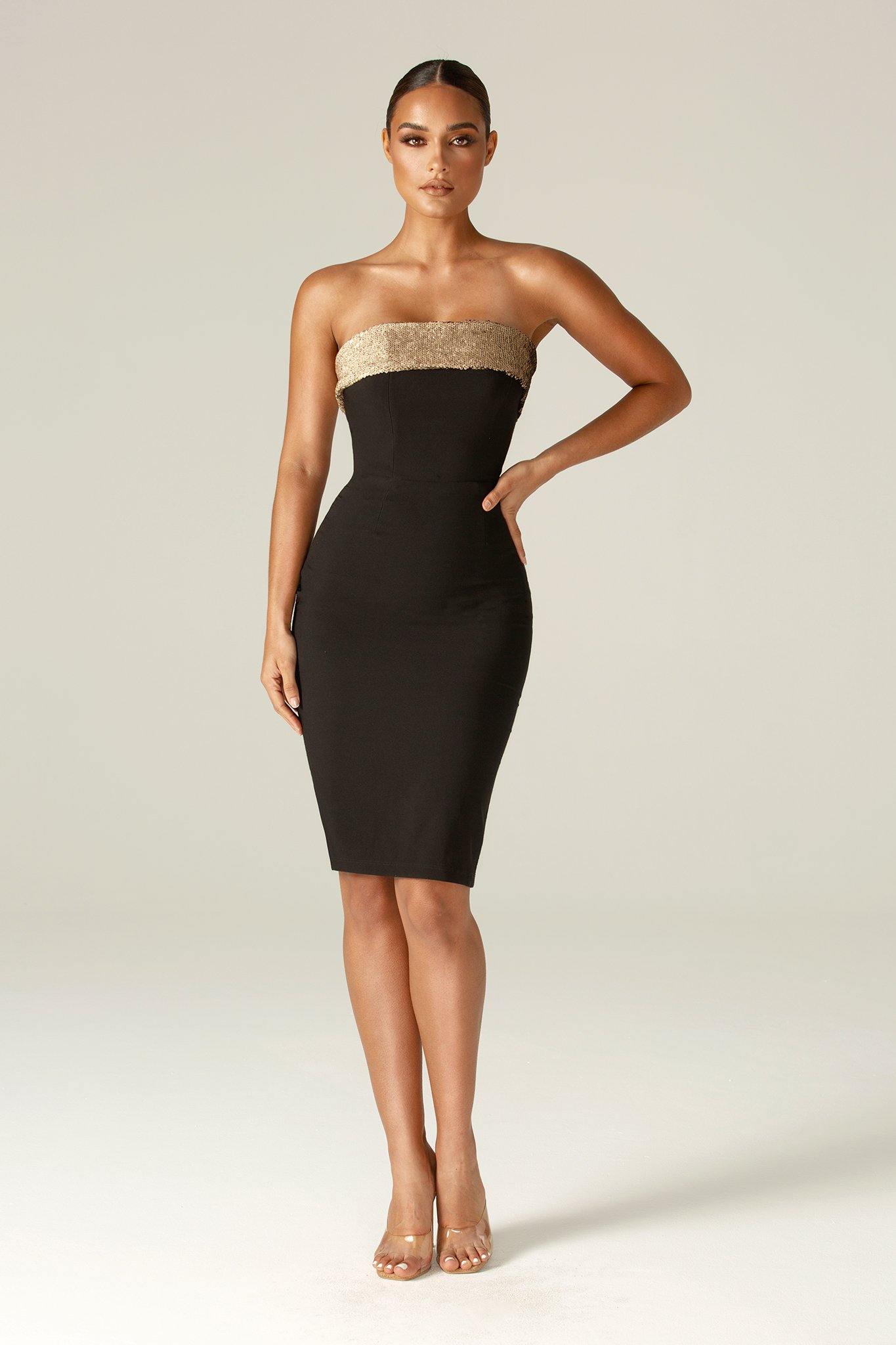 Eli Strapless Corset Mini Dress (Black)