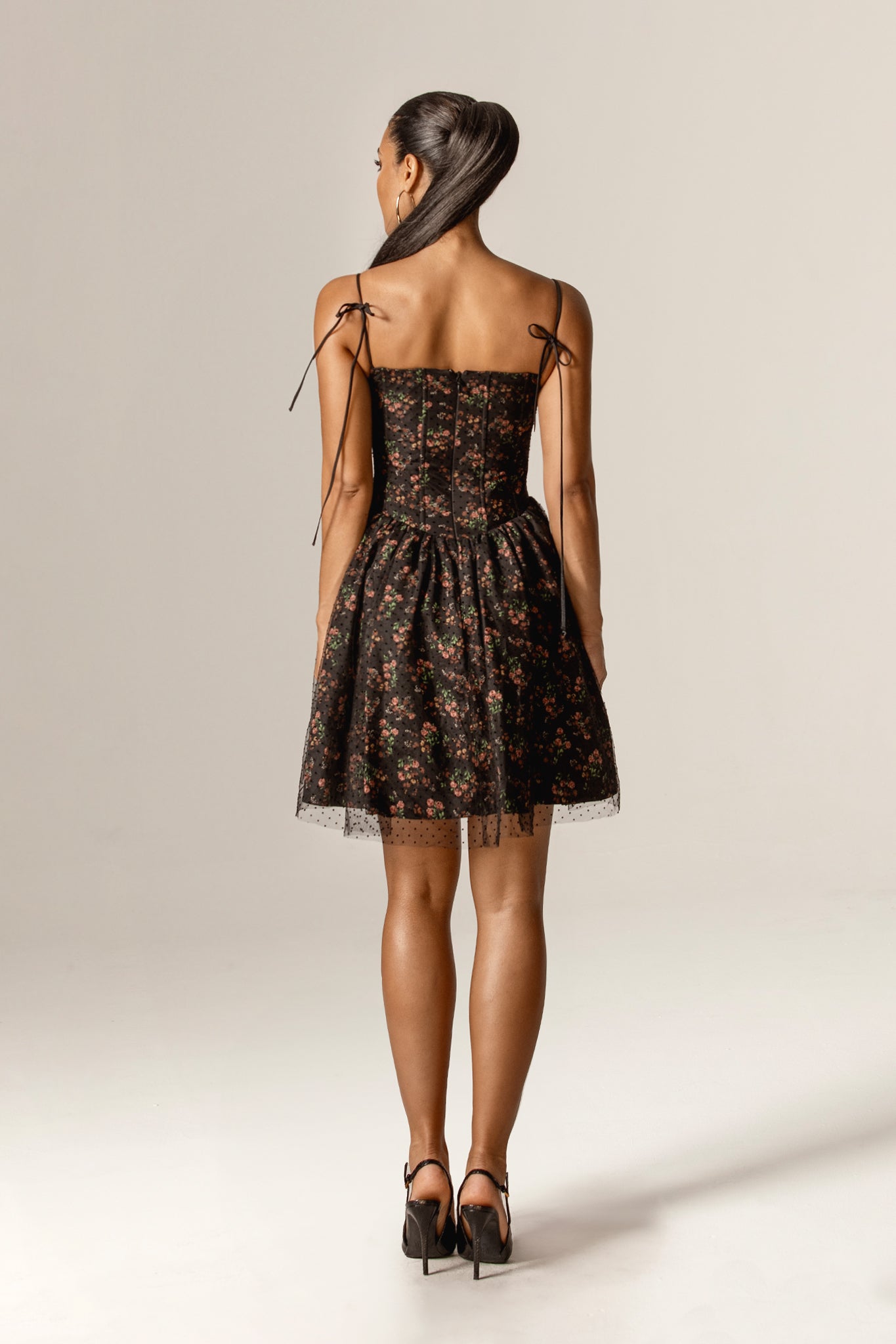Arbella Corseted Tulle Mini Dress (Victorian Rose)