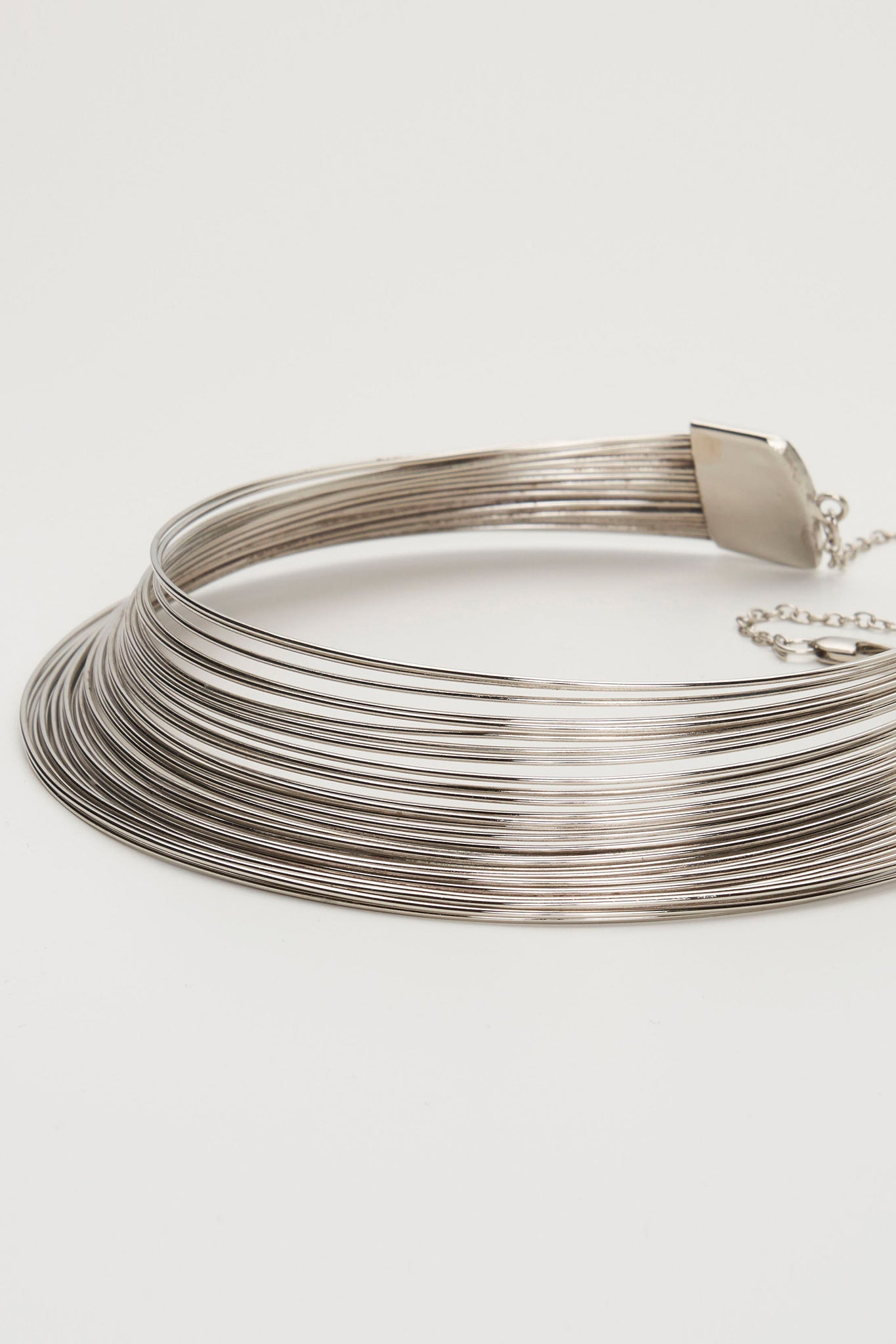 Delara Handmade Multi Strand Brass Necklace (Silver)