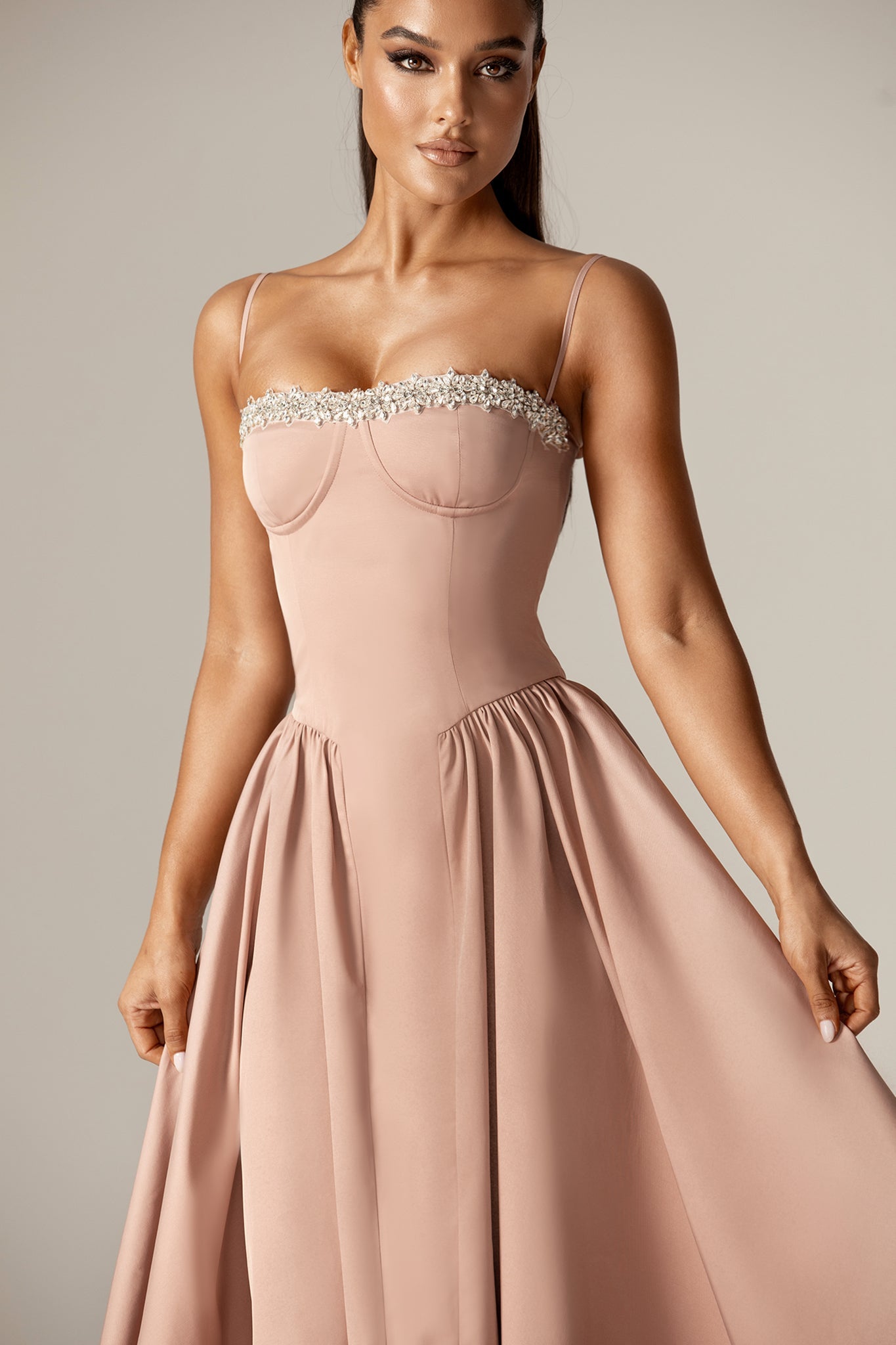 Katherine Corset Midi Sundress (Dusty Pink)