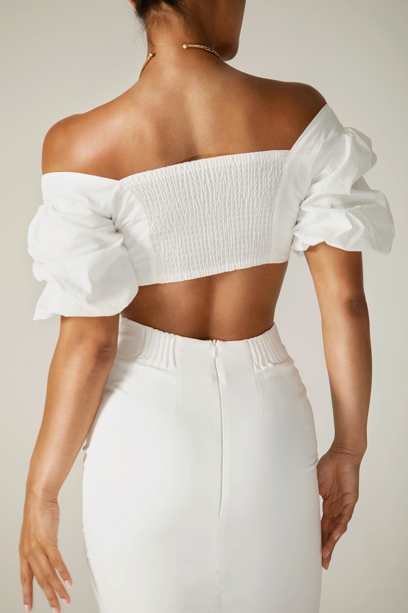 Shay Crepe Midi Skirt (Off White)