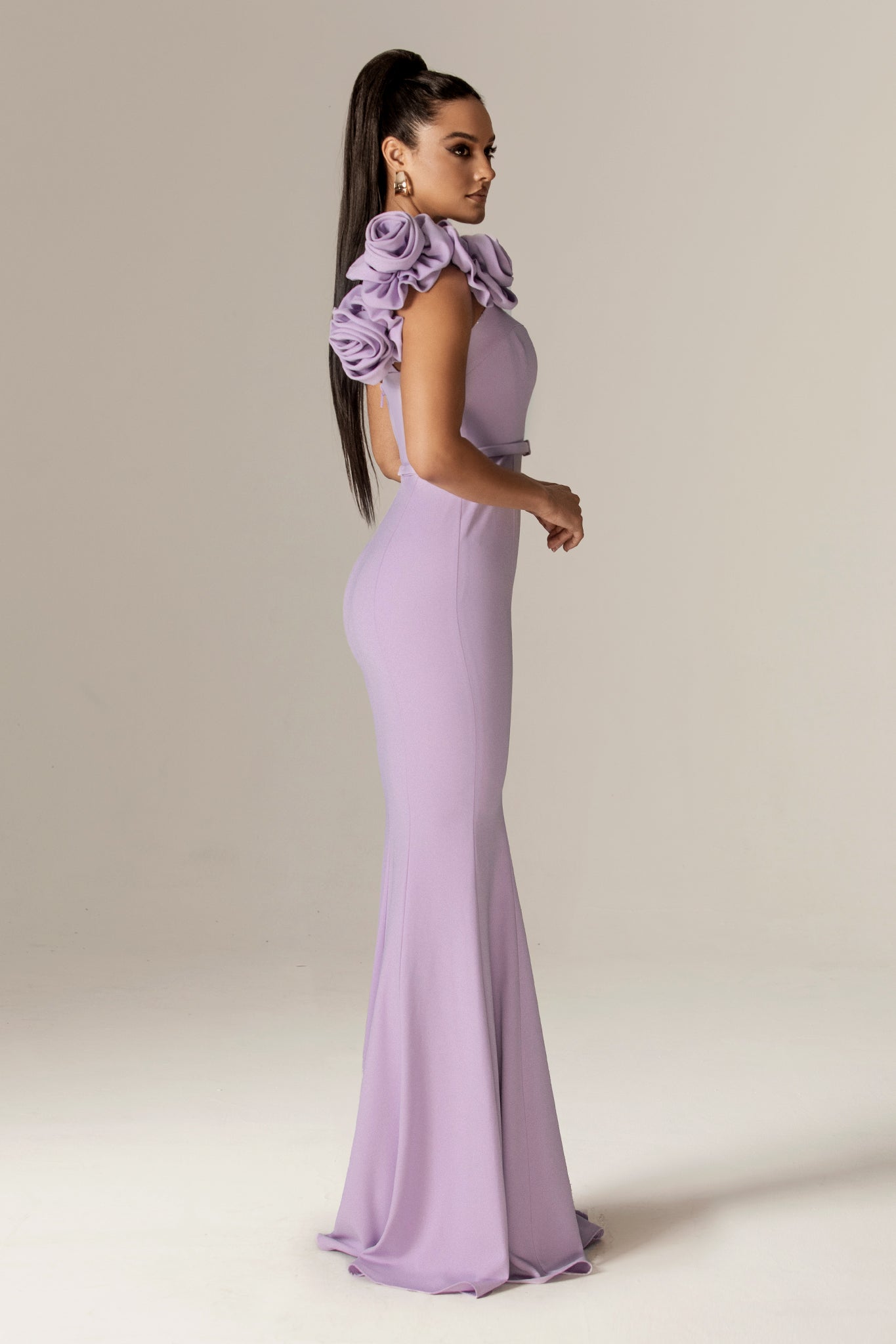 Rona 3D Flowers Corset Maxi Gown (Purple)