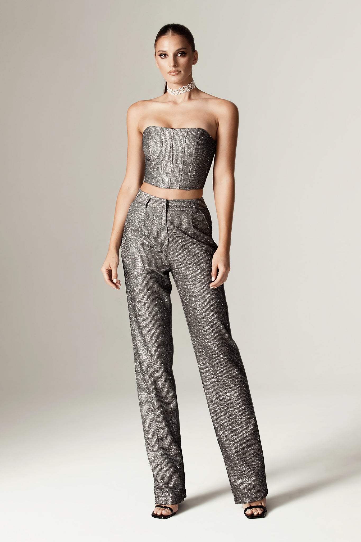 Jolly Titanium Foiled Top (Metallic Charcoal)
