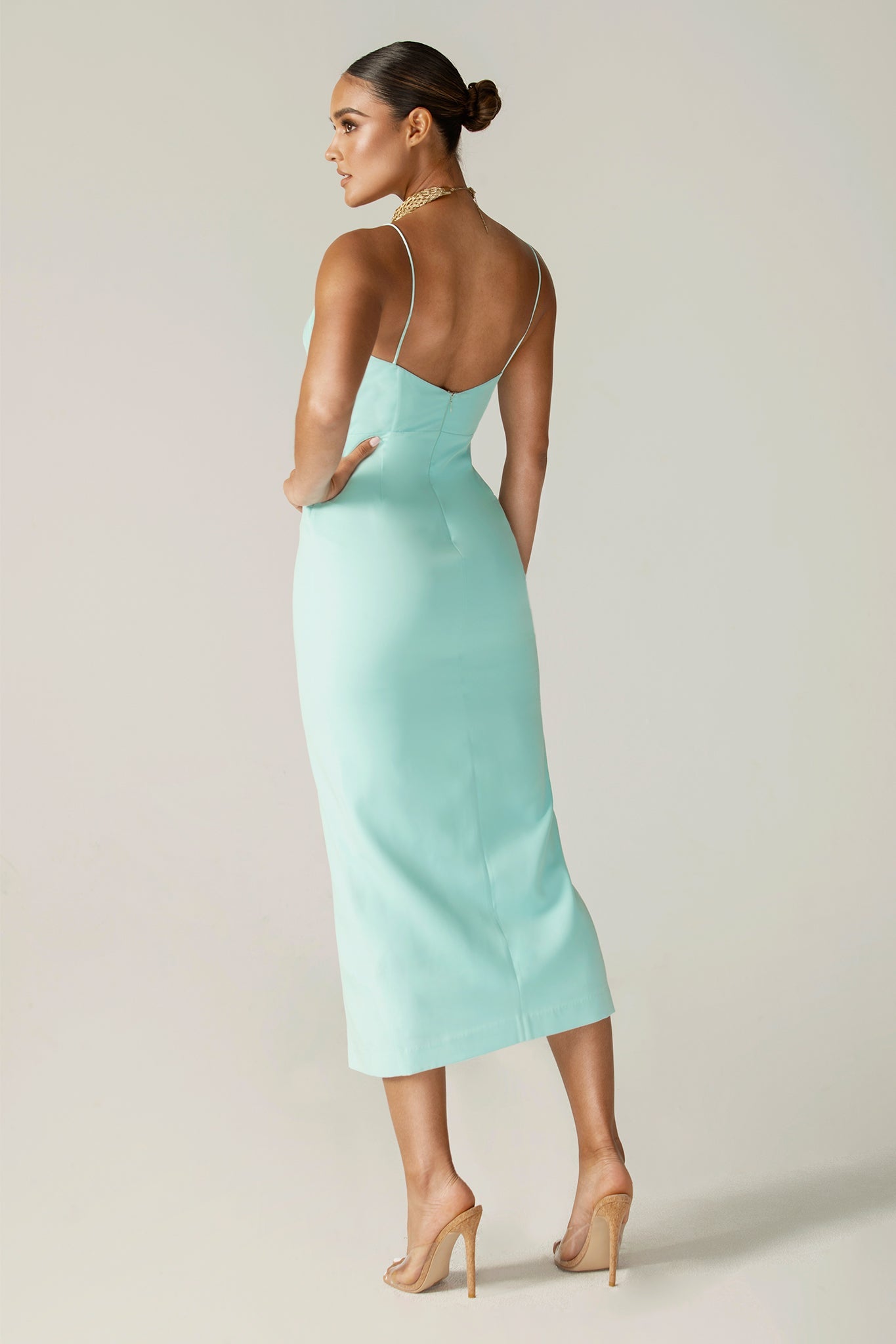 Arica Spaghetti Straps Midi Dress (Sky Blue)