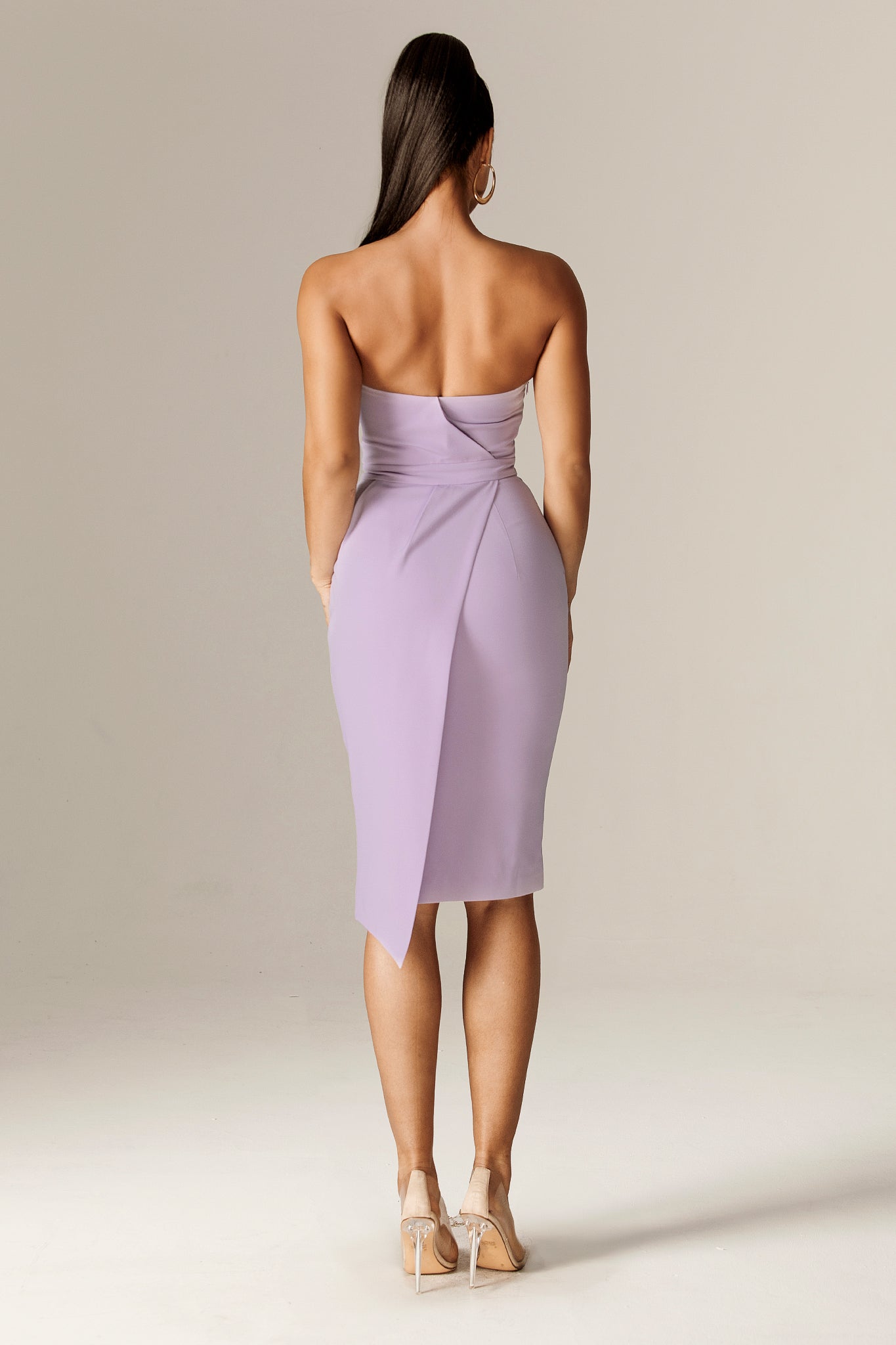 Eliana Crepe Corset Midi Dress (Lilac Whisper)