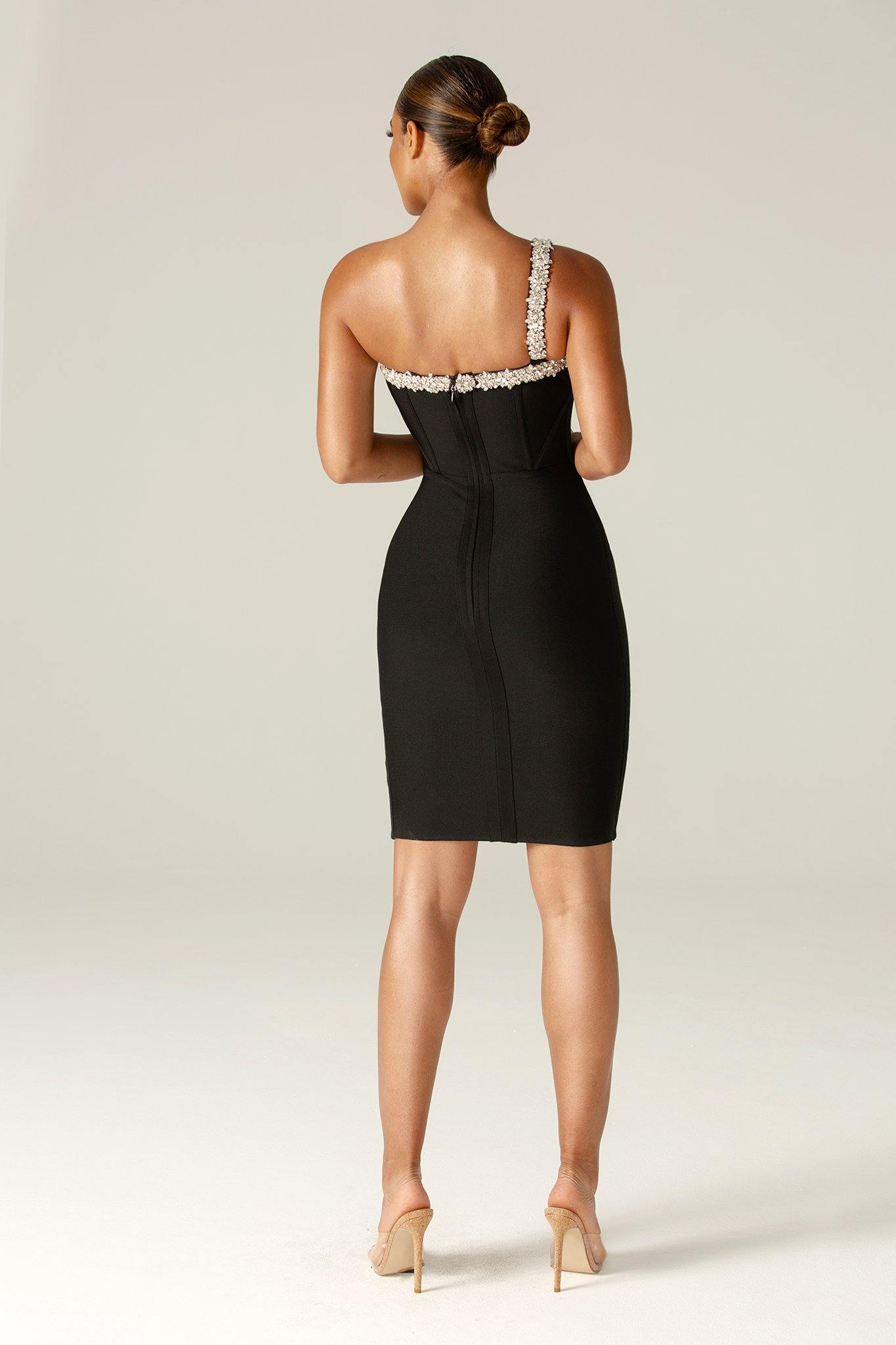 Diva Rhinestone Bandage Dress (Black)