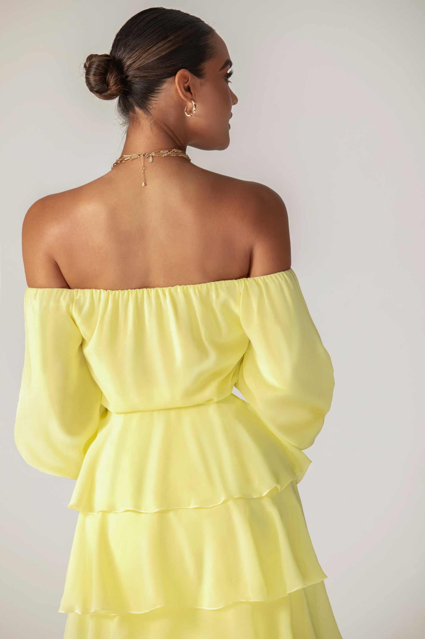 Dorra Floral Chiffon Dress (Yellow)