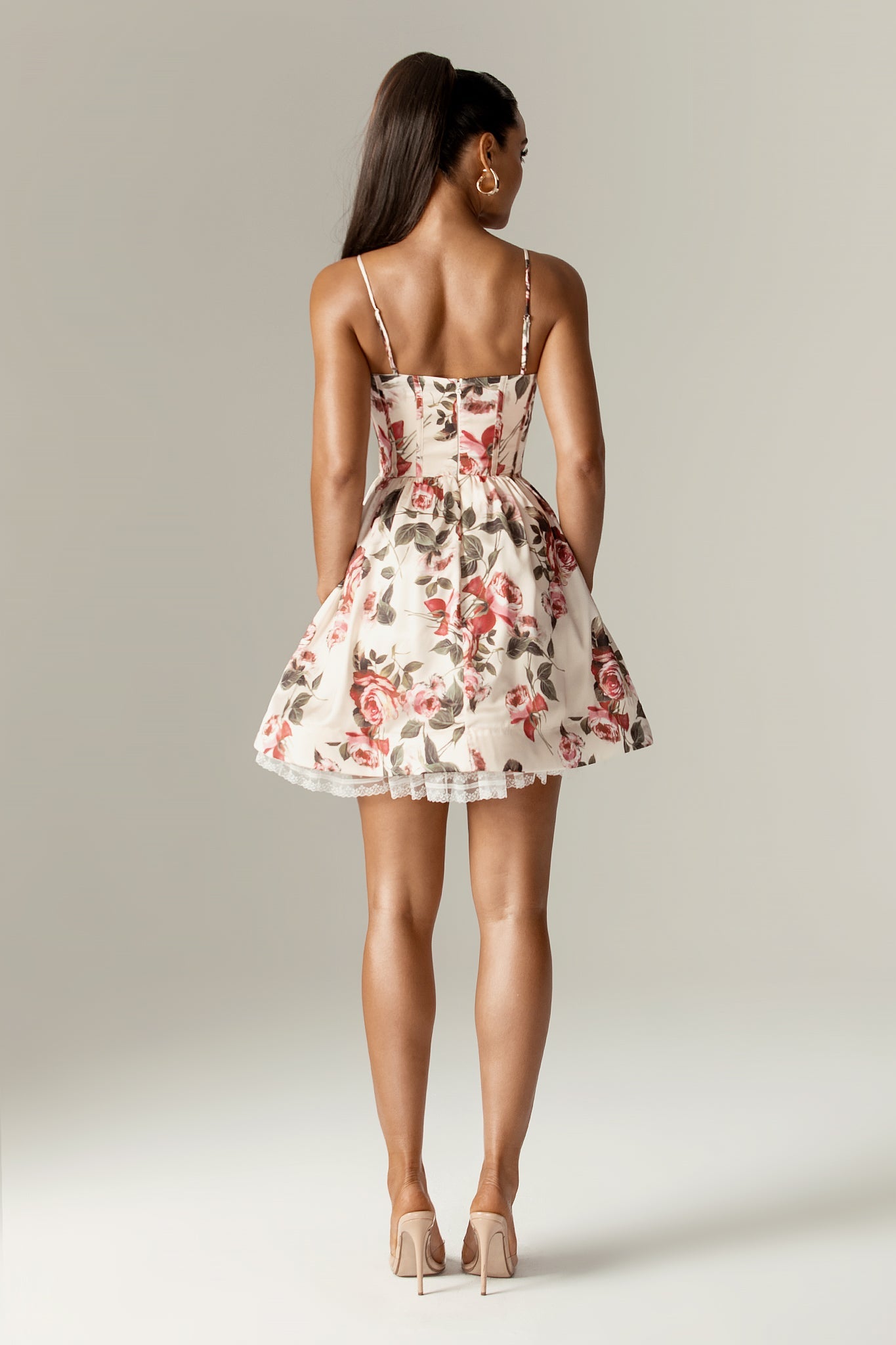 Altha Italian Rose Print Corset Mini Dress (Rose Print)