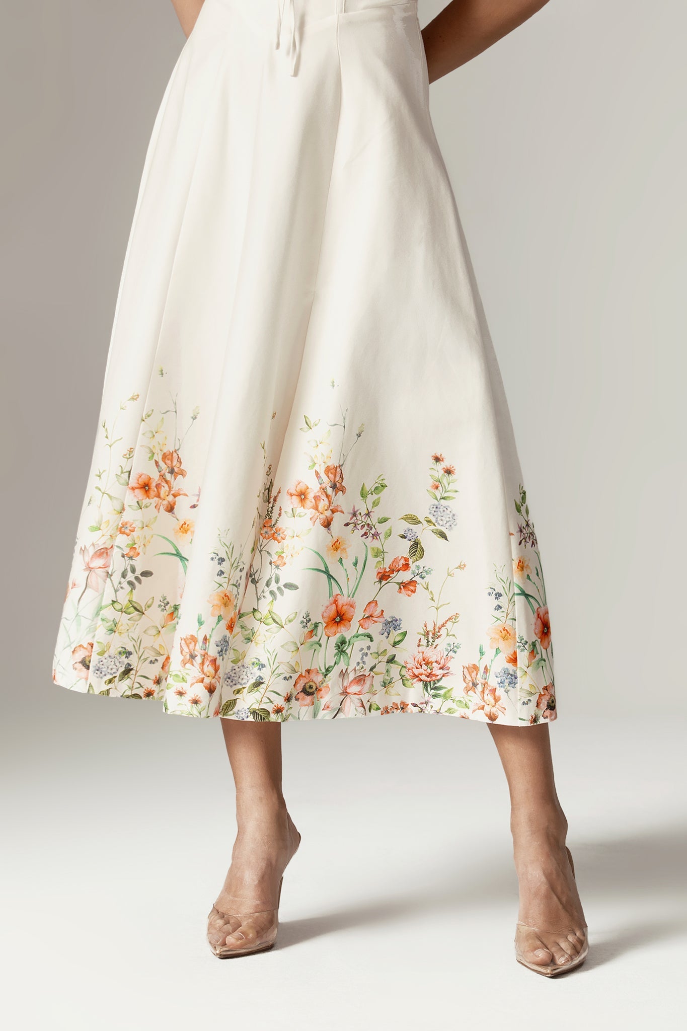Annette Cotton Bustier Midi Sundress (Floral Print)
