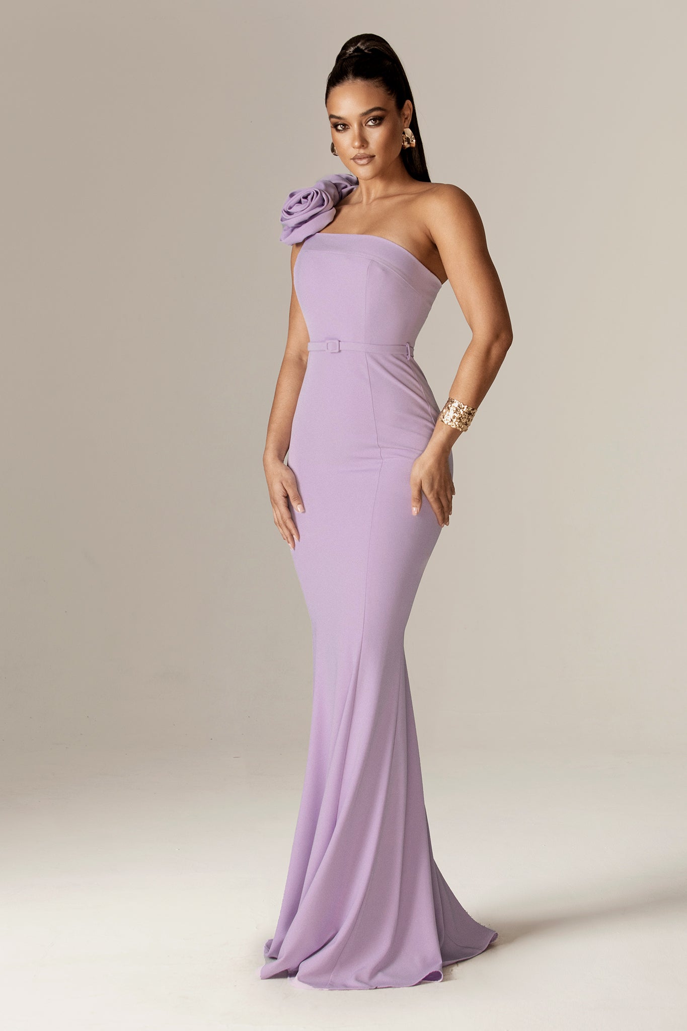 Rona 3D Flowers Corset Maxi Gown (Purple)