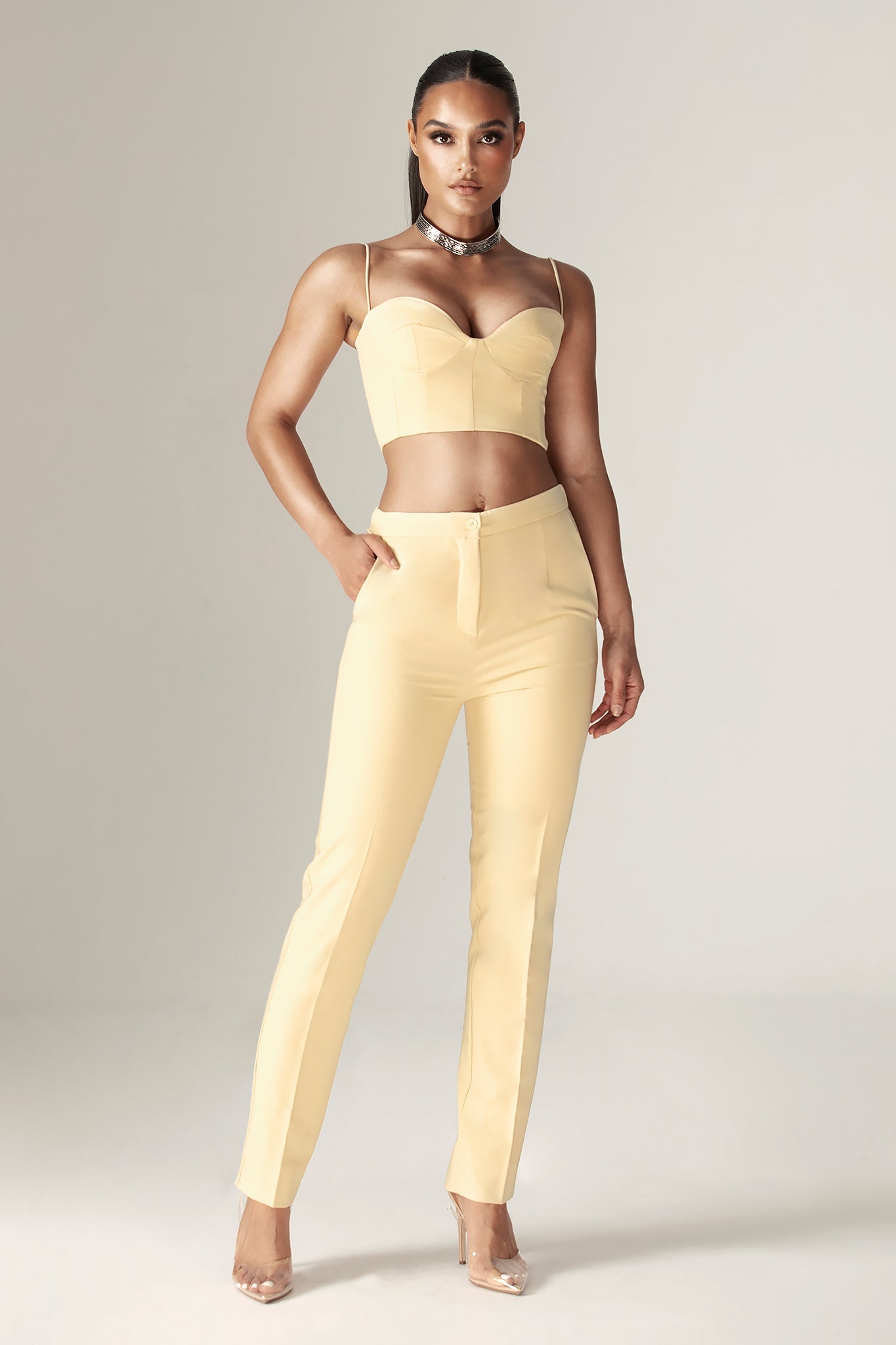 Carla Structure Crop Top (Soft Yellow)