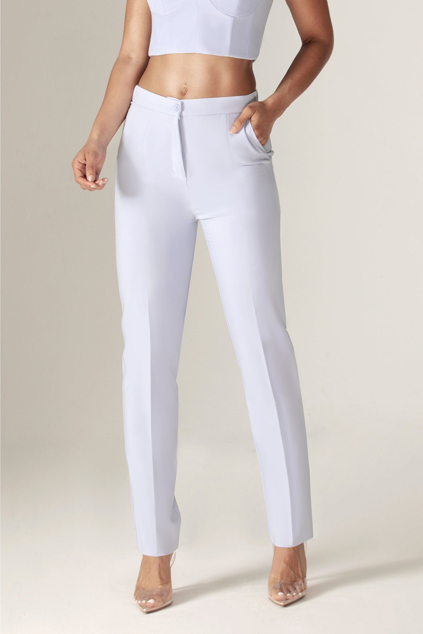 Cleo Tailored Straight Pants (Baby Blue)