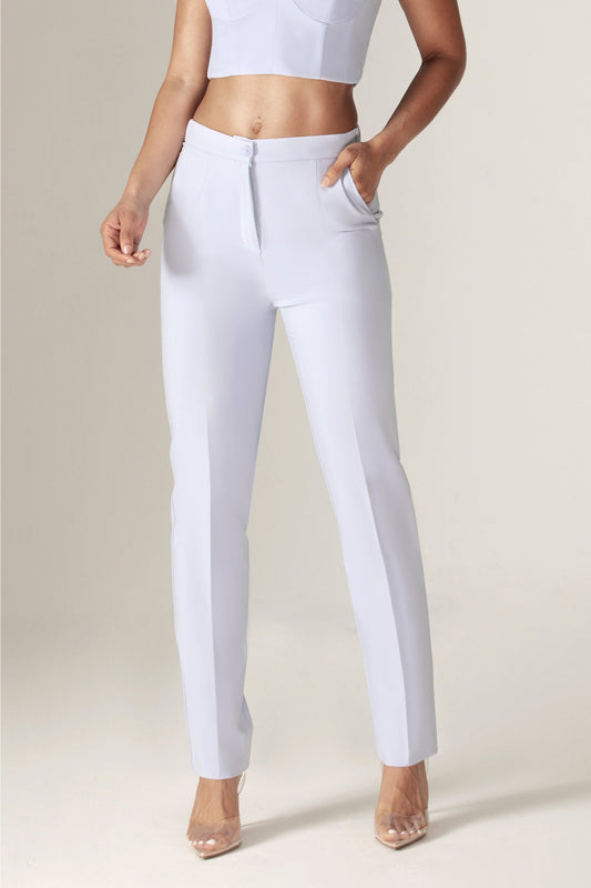 Cleo Tailored Straight Pants (Baby Blue)