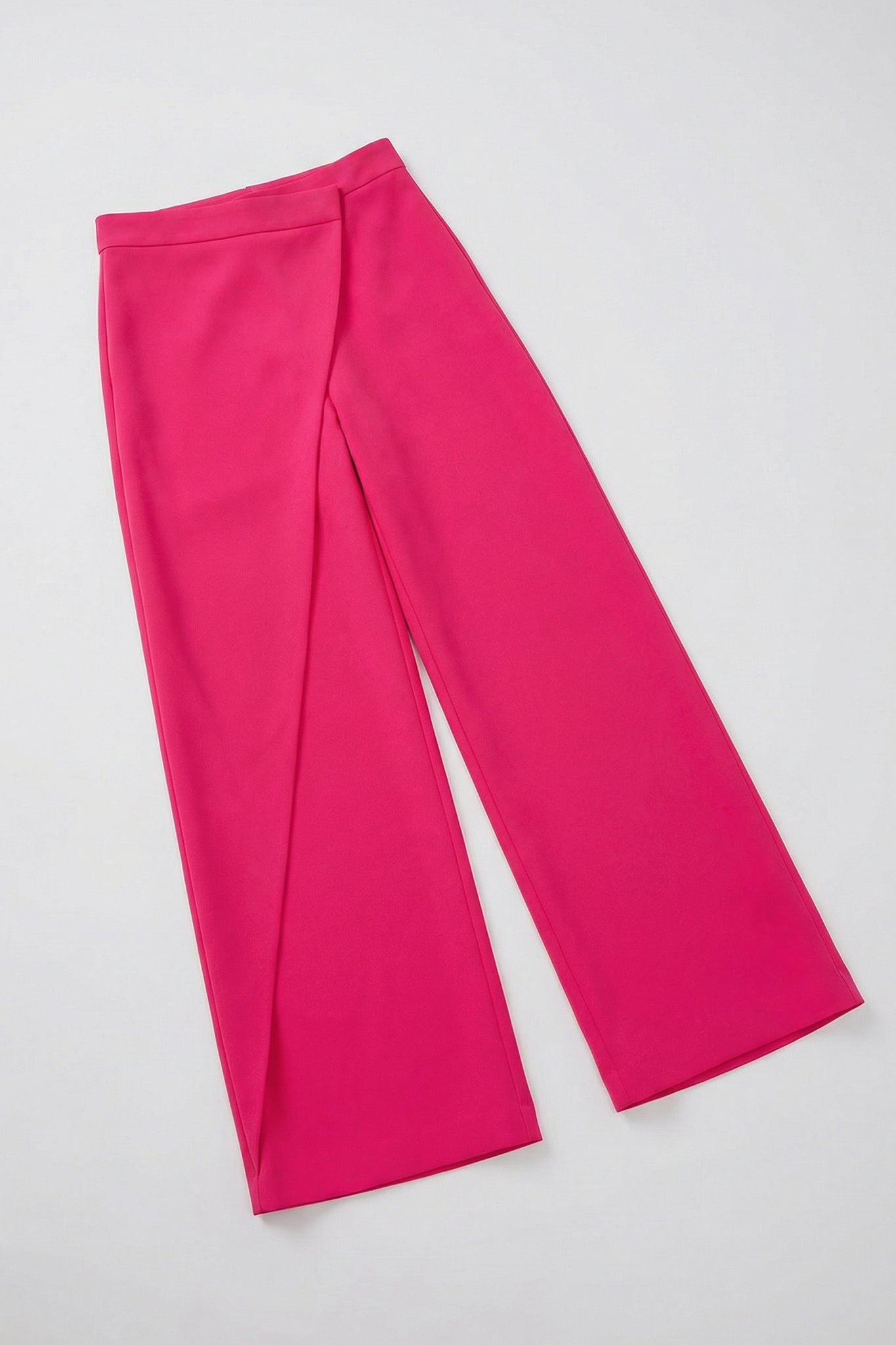 Mila Draped High Waist Wide Leg Pants (Fuchsia)