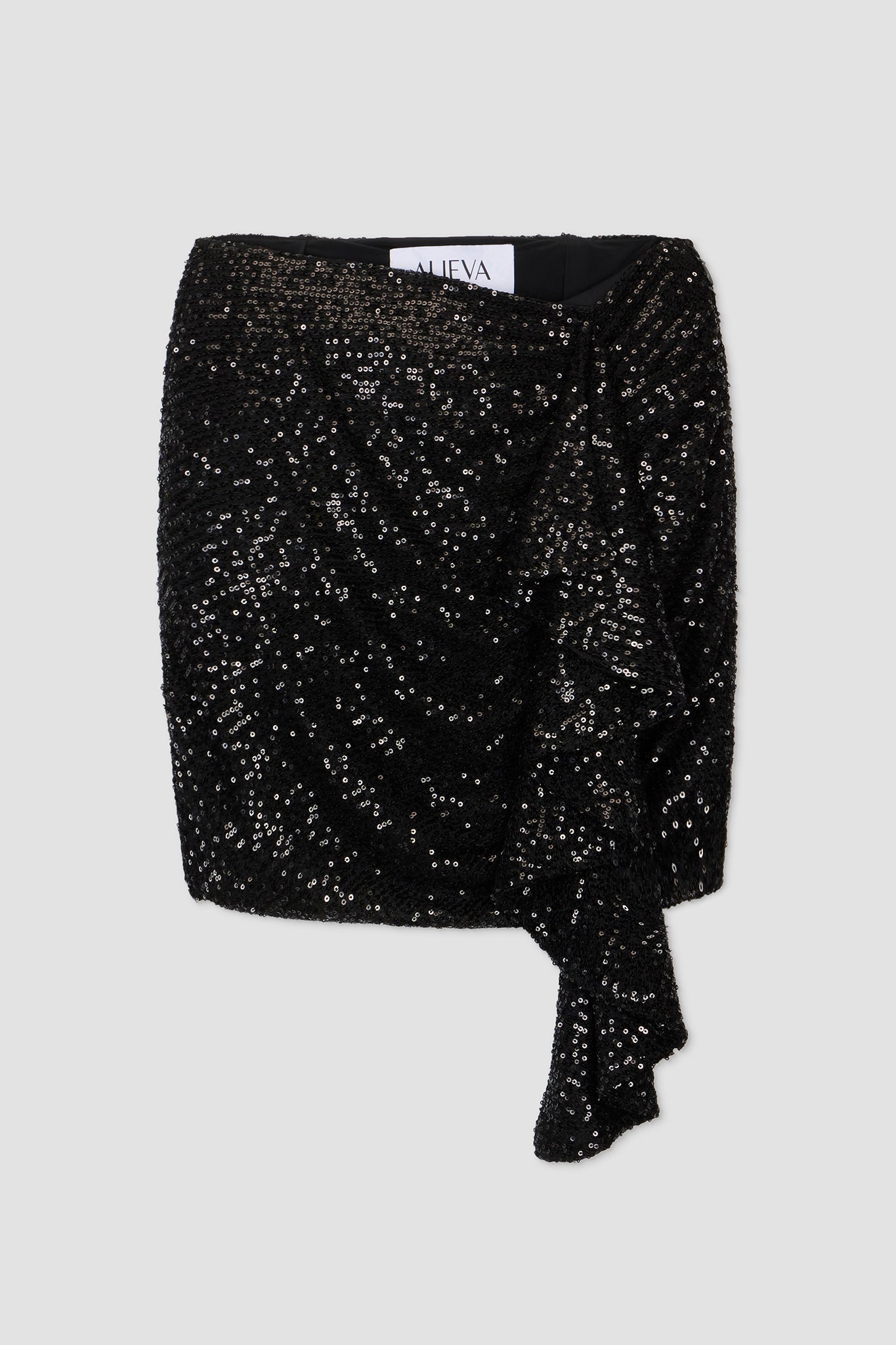 Nily Draped Sequin Mini Skirt (Black)