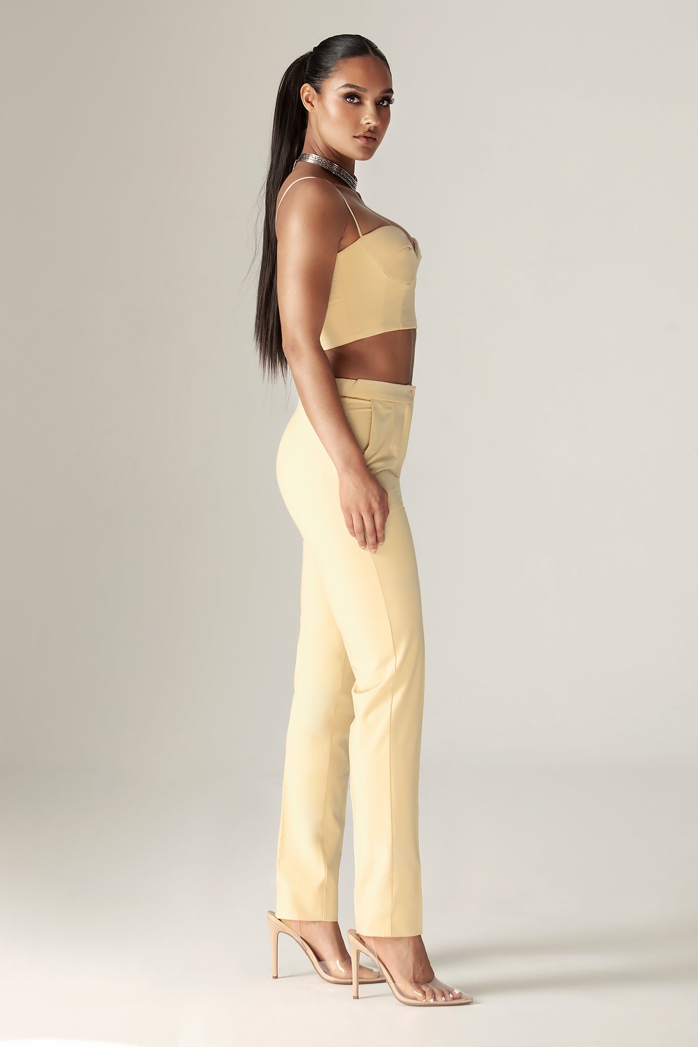 Carla Structure Crop Top (Soft Yellow)