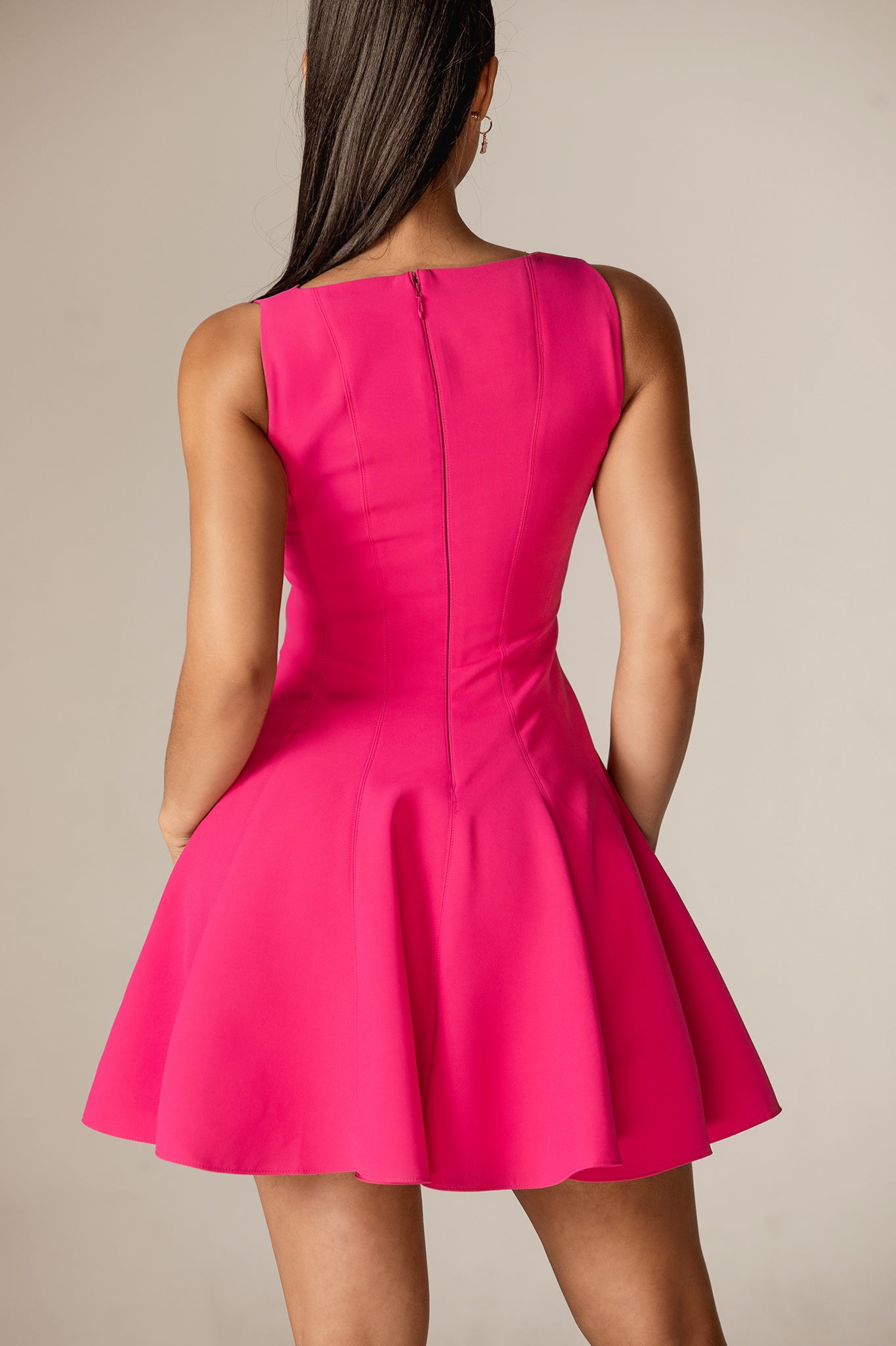 Rosilyn Swing Crepe Mini Dress (Fuchsia)
